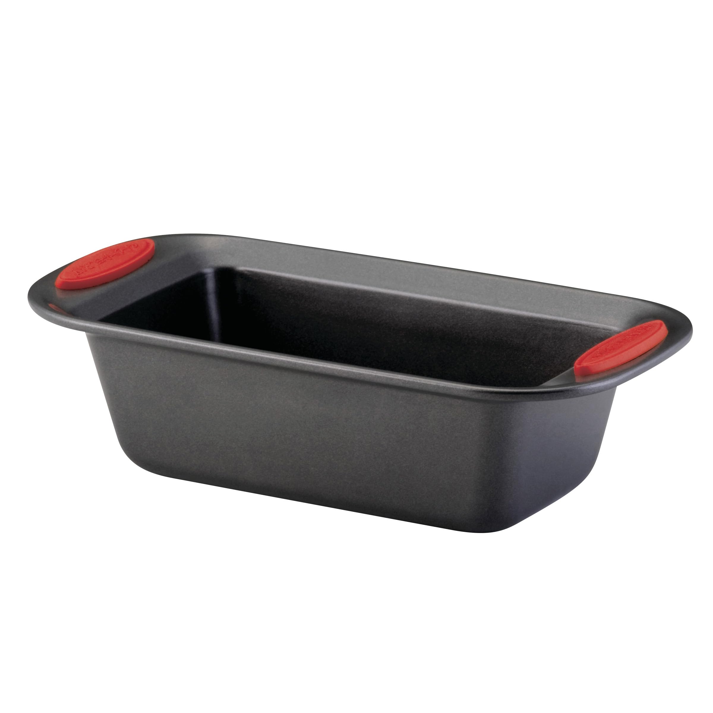 Rachael Ray 47962 Yum-o! Bakeware Oven Lovin Nonstick Loaf Pan, 9-Inch by 5-Inch Steel Pan, Gray with Red Handles