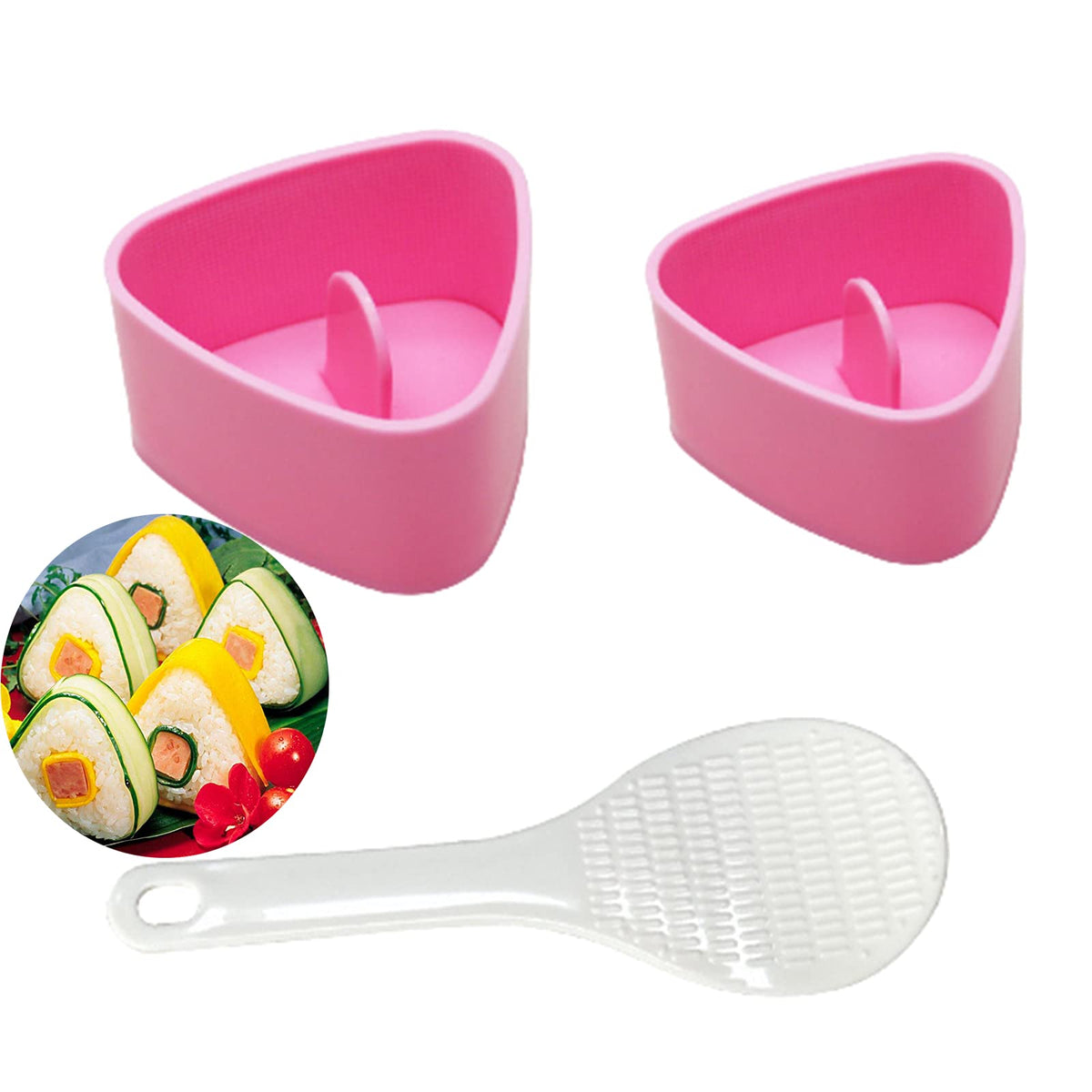 Hiyi Triangle Onigiri Sushi Mold Press Molds Non Stick Sushi Making Kit 1 Each Large & Small Diy Rice Ball Maker Mold Sets, Sush