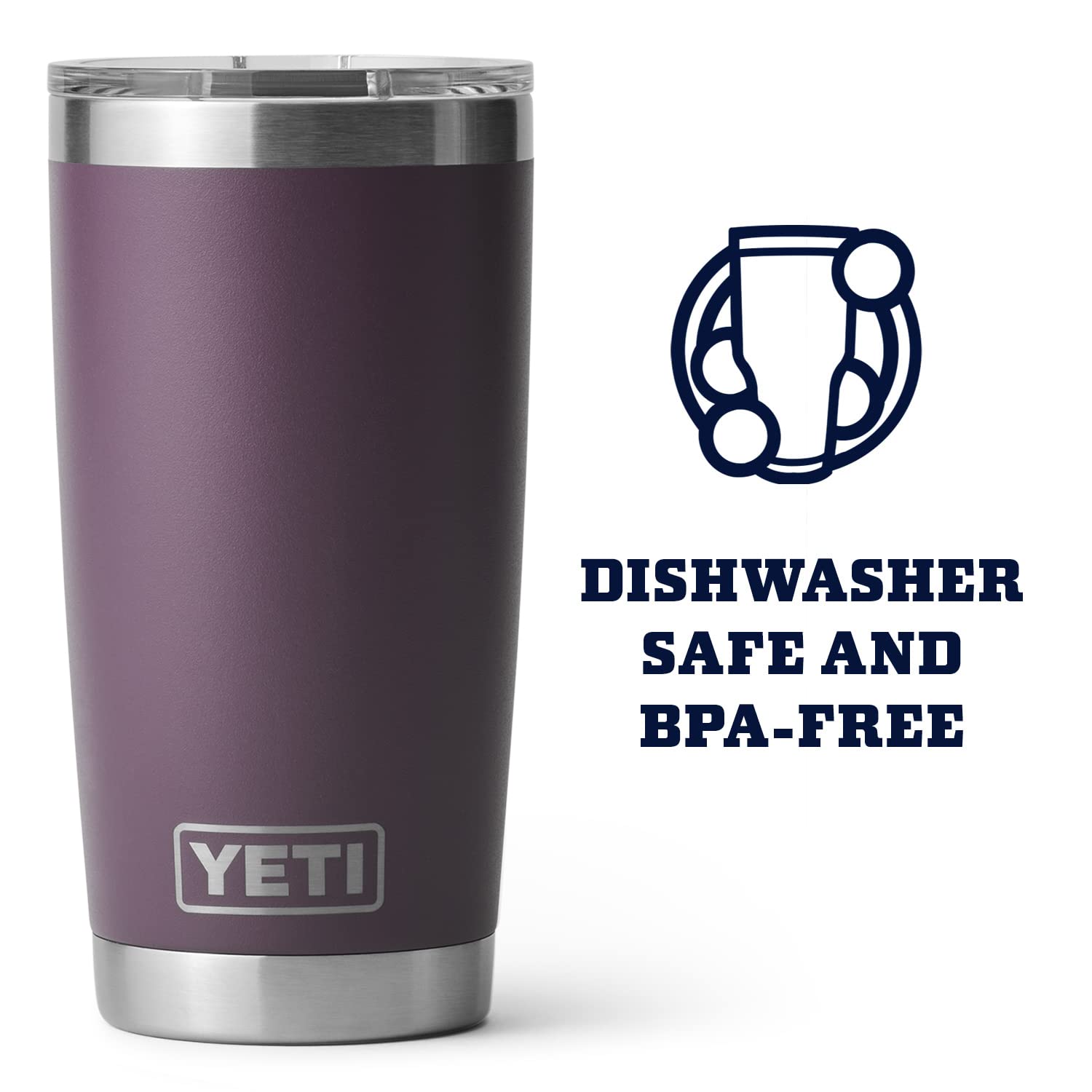 YETI Rambler 20 oz Tumbler - Stainless Steel, Vacuum Insulated, MagSlider Lid, Nordic Purple, Model 21071500926