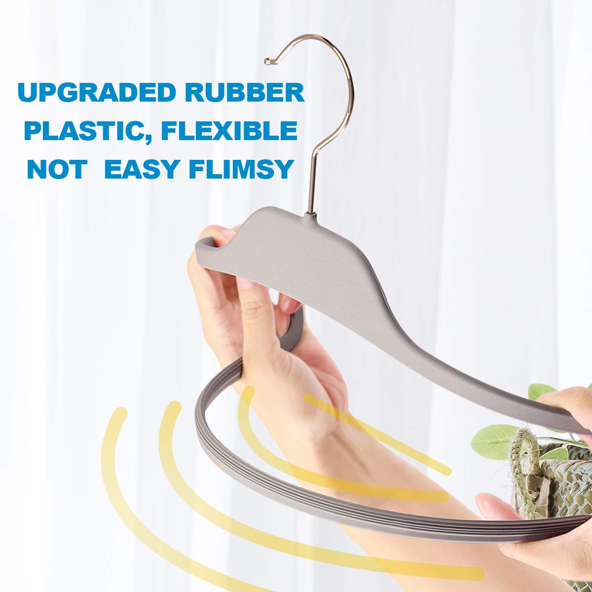 Elong Home Plastic Hangers For Clothes, Upgraded Rubber Non Slip Clothes Hangers, Non Velvet Durable Clothing Hangers, 15.7 Inch