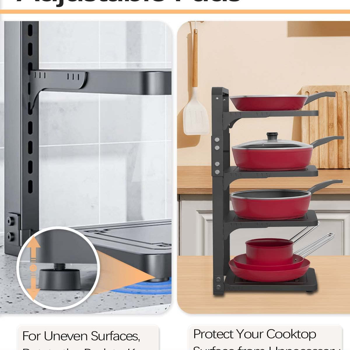 Romatia Pot And Pan Organizer Rack For Under Cabinet, Heavy Duty Pot P ...