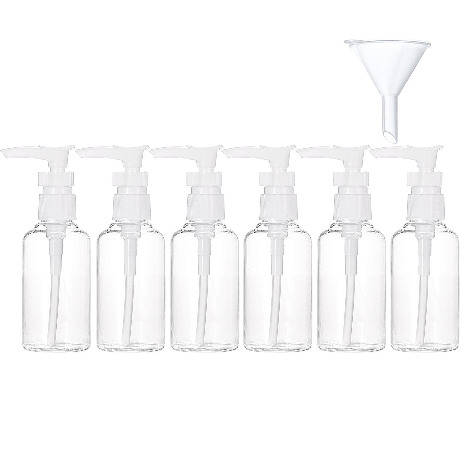 Tecunite 6 Pack Small Pump Bottles Clear Travel Bottle Plastic Empty Spray Bottle Dispenser Hand Lotion Sanitizer Refillable Bot