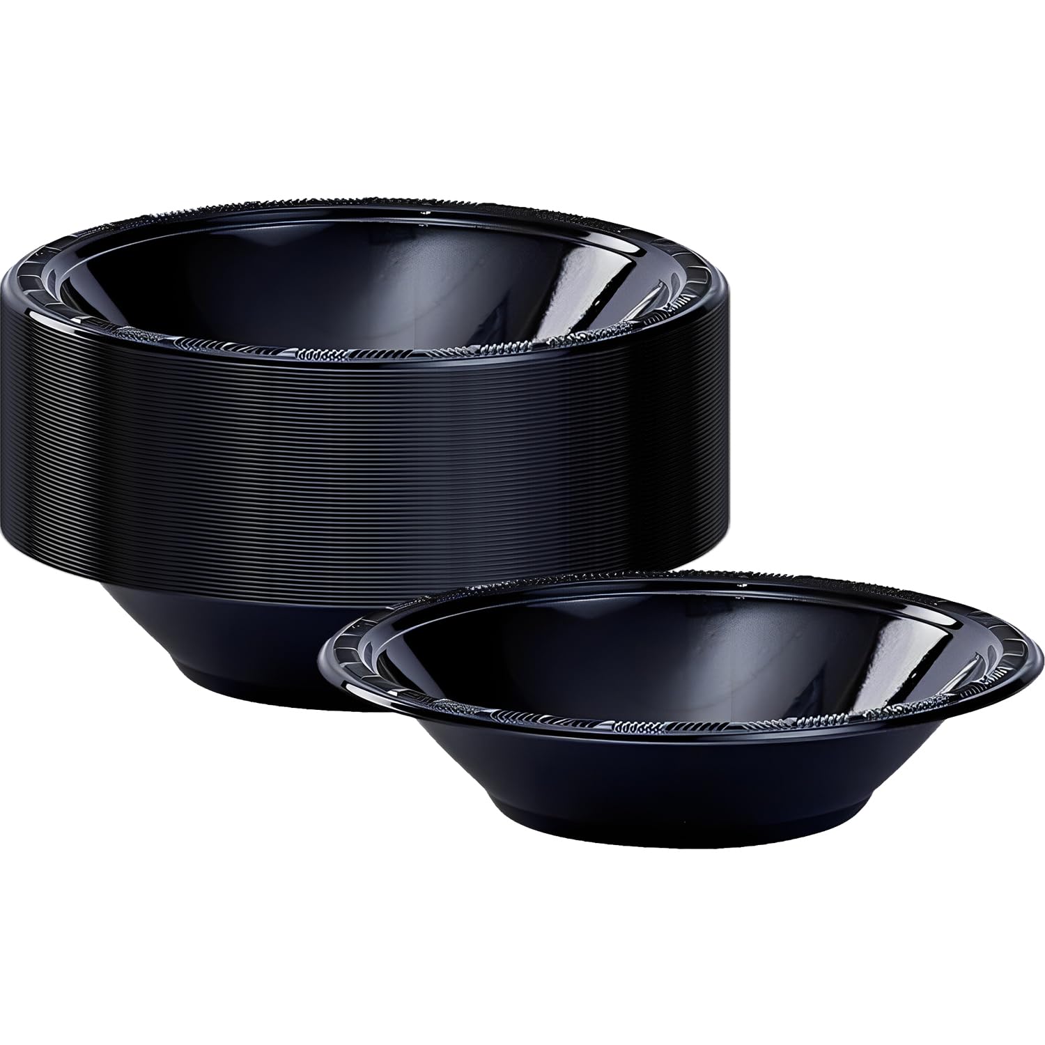 Hanna K. Signature Collection Black Plastic Bowl - 15 Oz (1 Count) -Bold, Chic & Stylish Design - Leak-Proof & Durable - Perfect