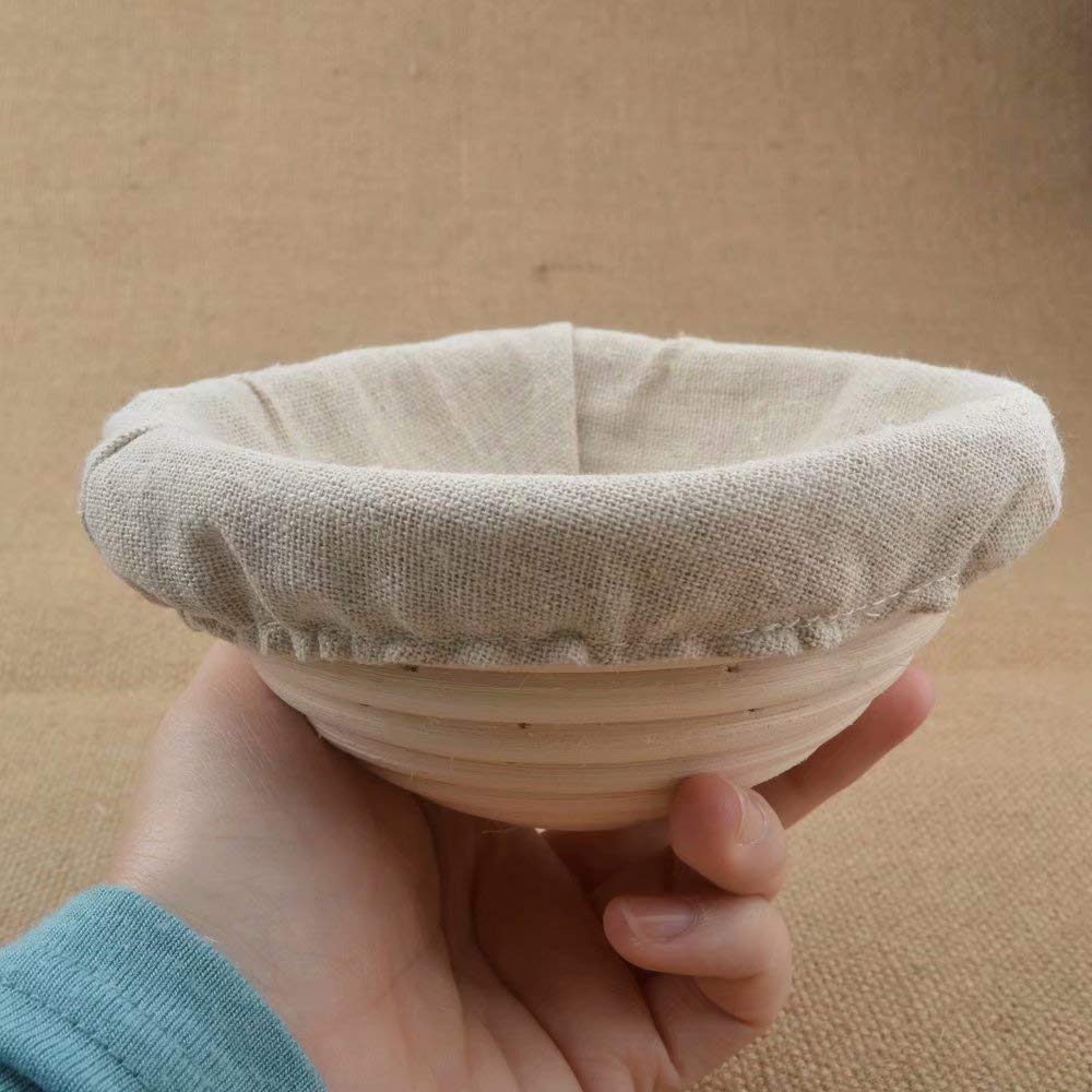 6 Pack Of 5 Inch Sourdough Bread Bakery Basket,Round Bread Banneton Proofing Basket With Linen Liner Cloth, Brotform Dough Risin