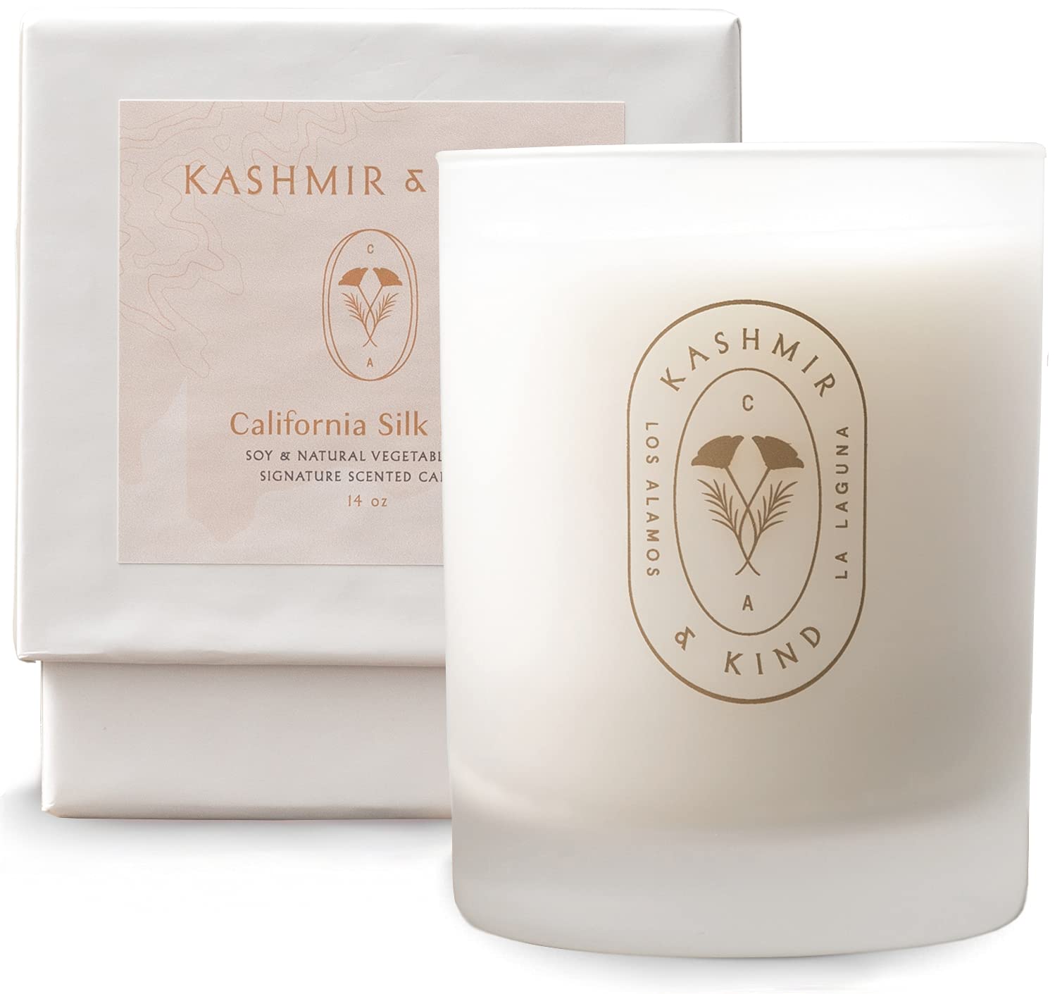 KASHMIR & KIND Luxury All Natural Soy Wax Candle, Signature Scented - California Silk Road, Nontoxic 14 oz Long Lasting Hours