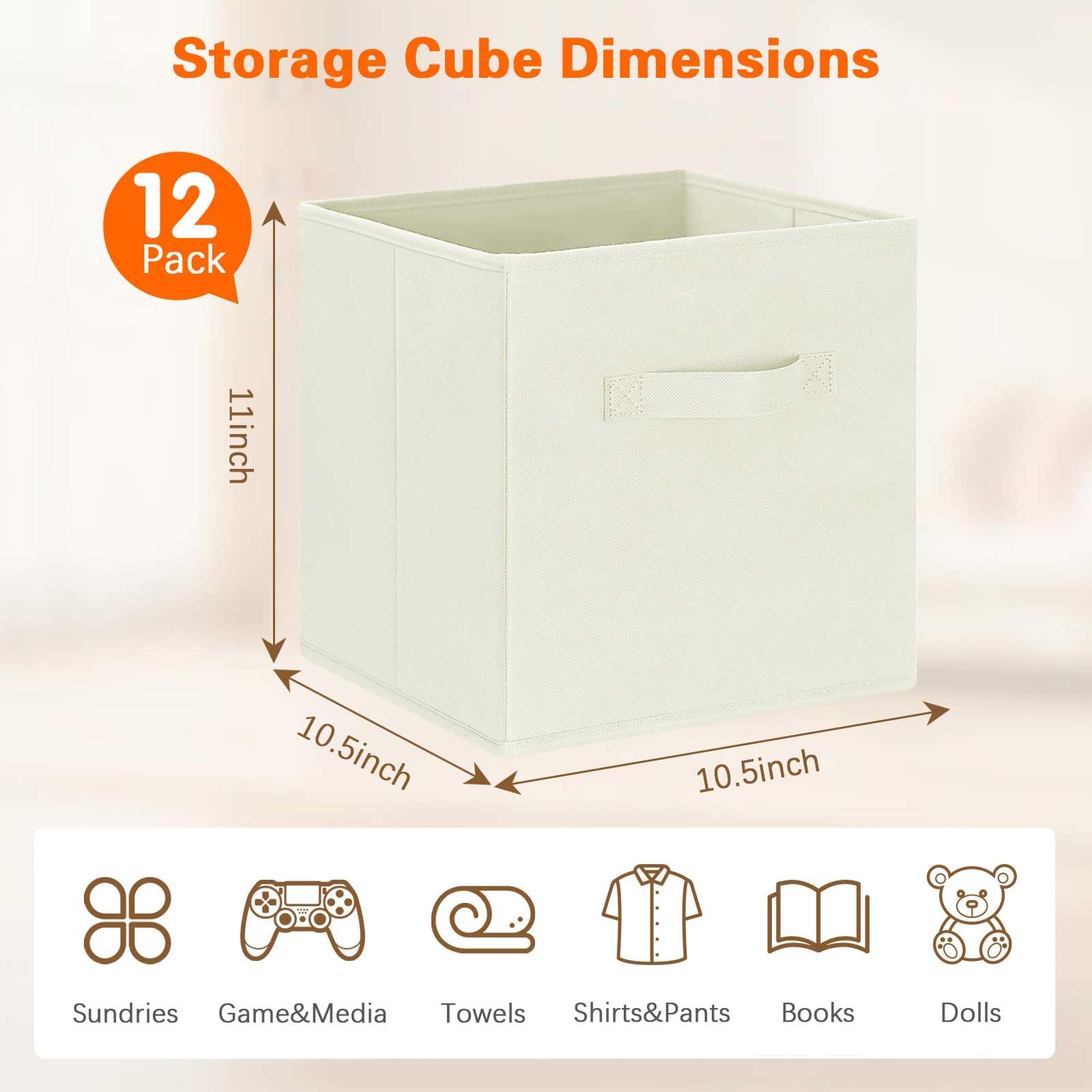 GhvyenntteS Storage Cubes 12 Pack, 11 Inch Cube Storage Bins with Dual Handles, Collapsible Fabric Storage Bins for Shelves Clos