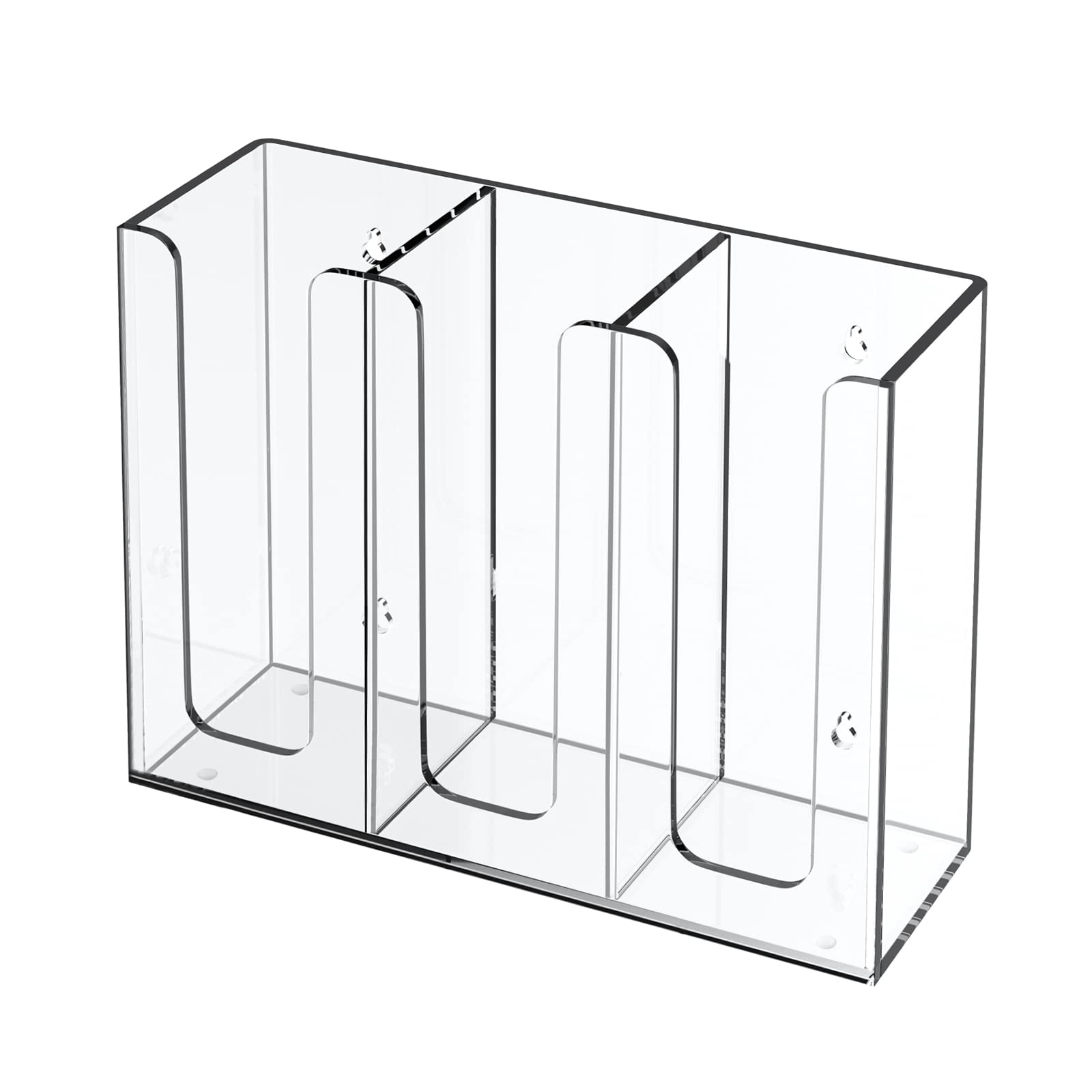 Richboom Acrylic Coffee Cup And Lid Storage Organizer Holder, 3 Compartments, Clear