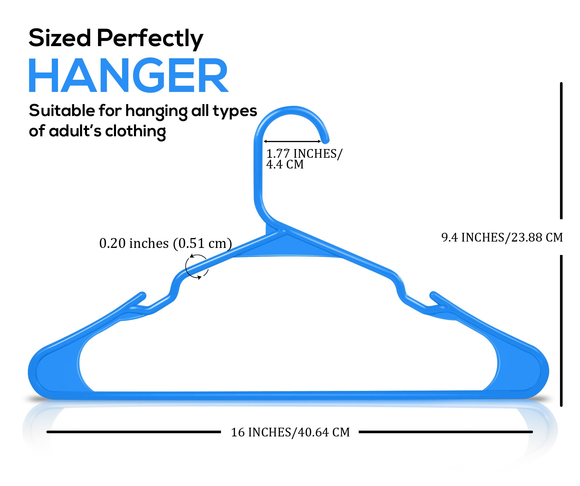 Utopia Home clothes Hangers 30 Pack - Plastic Hangers Space Saving - Durable coat Hanger with Shoulder grooves (Blue)