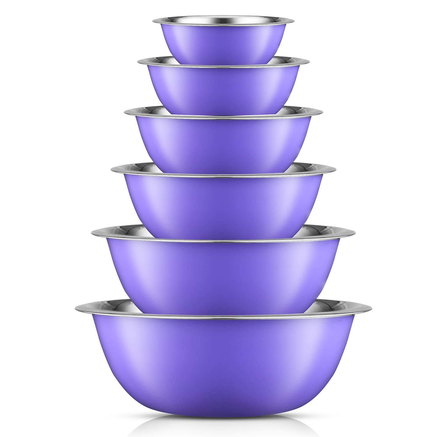 JoyJolt Stainless Steel Mixing Bowl Set of 6-5qt to 0.5qt Nesting Bowls for Dough, Batter & Baking