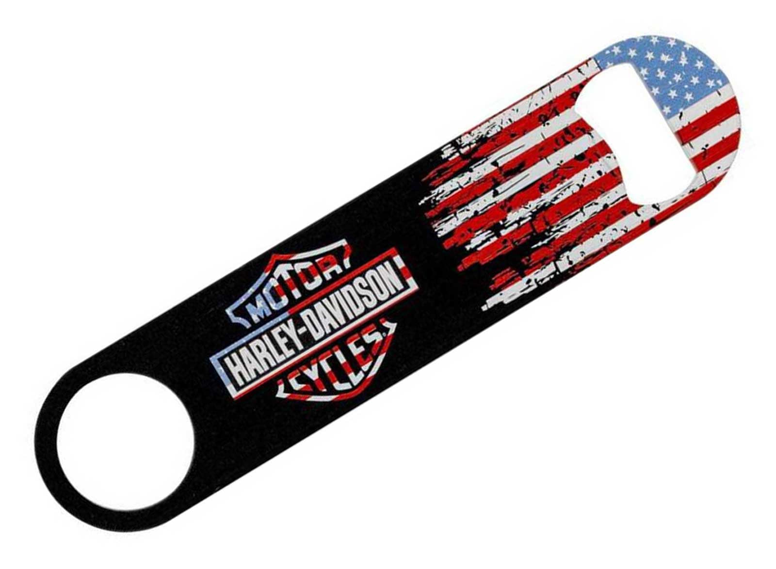 HarleyDavidson Americana Flag Metal Stainless Steel Bottle Opener, Black