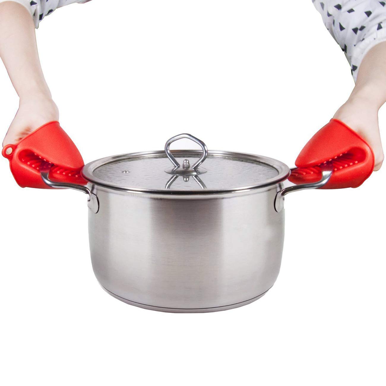 Acronde 2 Pairs Mini Oven Gloves Silicone Heat Resistant Cooking Pinch Mitts Potholder For Kitchen Cooking & Baking (Red And Blu