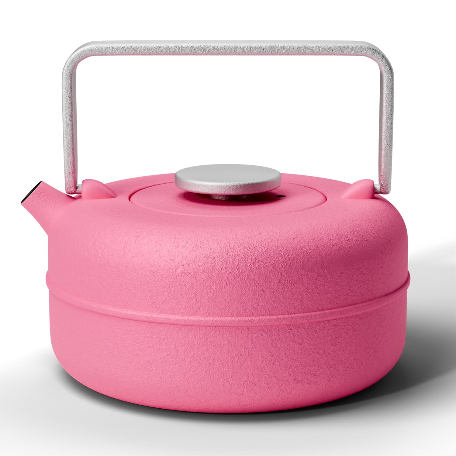 Toptier Teapot with Removable Infuser, Cast Iron Tea Kettle Stovetop Safe, Solid Geometry Cylinder Design Tea Pot Coated with En