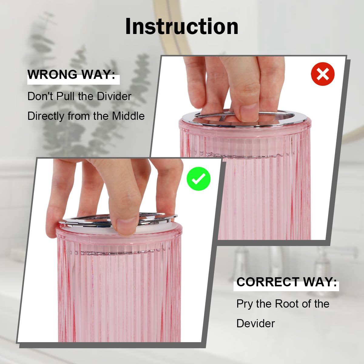Tonxus Pink Toothbrush Holders for Bathrooms, 2pcs Glass Toothbrush Holder and 12oz Bathroom Tumbler Cup Set, Silver Tooth Brush