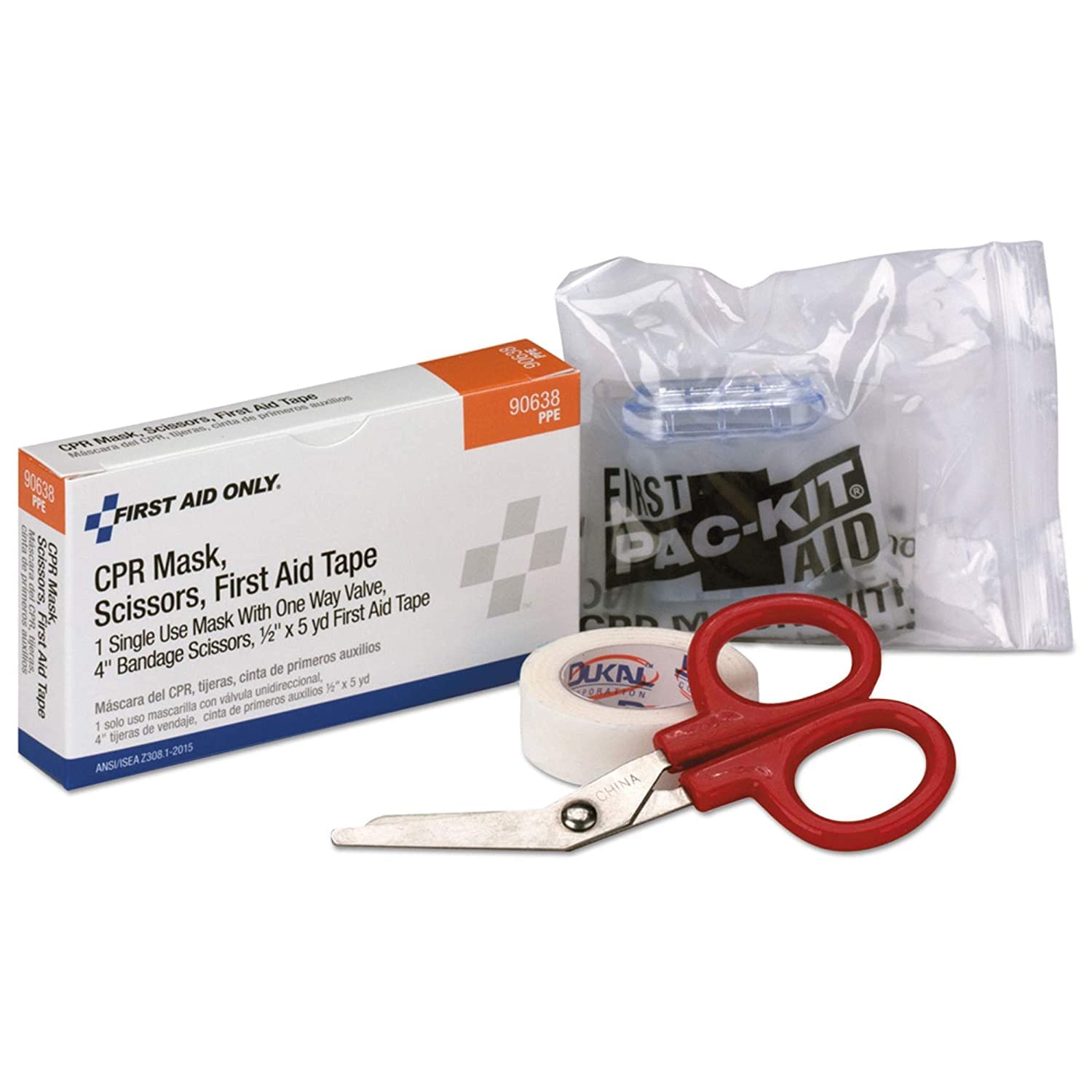 First Aid Only 90638 Cpr Mask, Scissors, Tape Roll, 1 Ea./Box