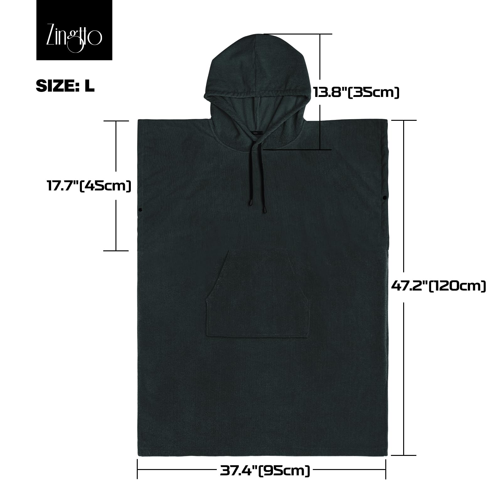 Zingtto Surf Poncho Changing Robe Extra Large Thick Towel Poncho For Men Women With Hood Pocket For Beach Swimming, 47''X37'', B