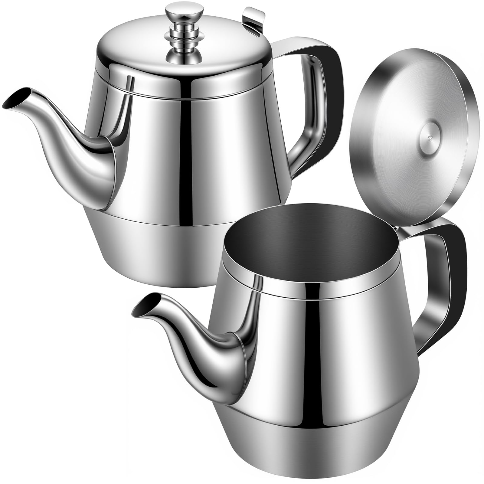 Yungyan 2 Pack Stainless Steel Teapot 32 oz Gooseneck Kettle for Stove