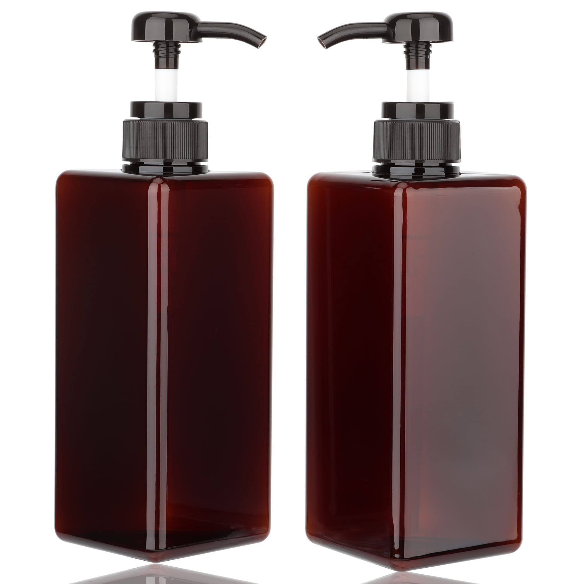 Pump Bottle Dispenser 22Oz/650Ml Jansburg 2Pack Refillable Square Plastic Lotion Dispenser Empty Lotion Pump Bottle For Essentia