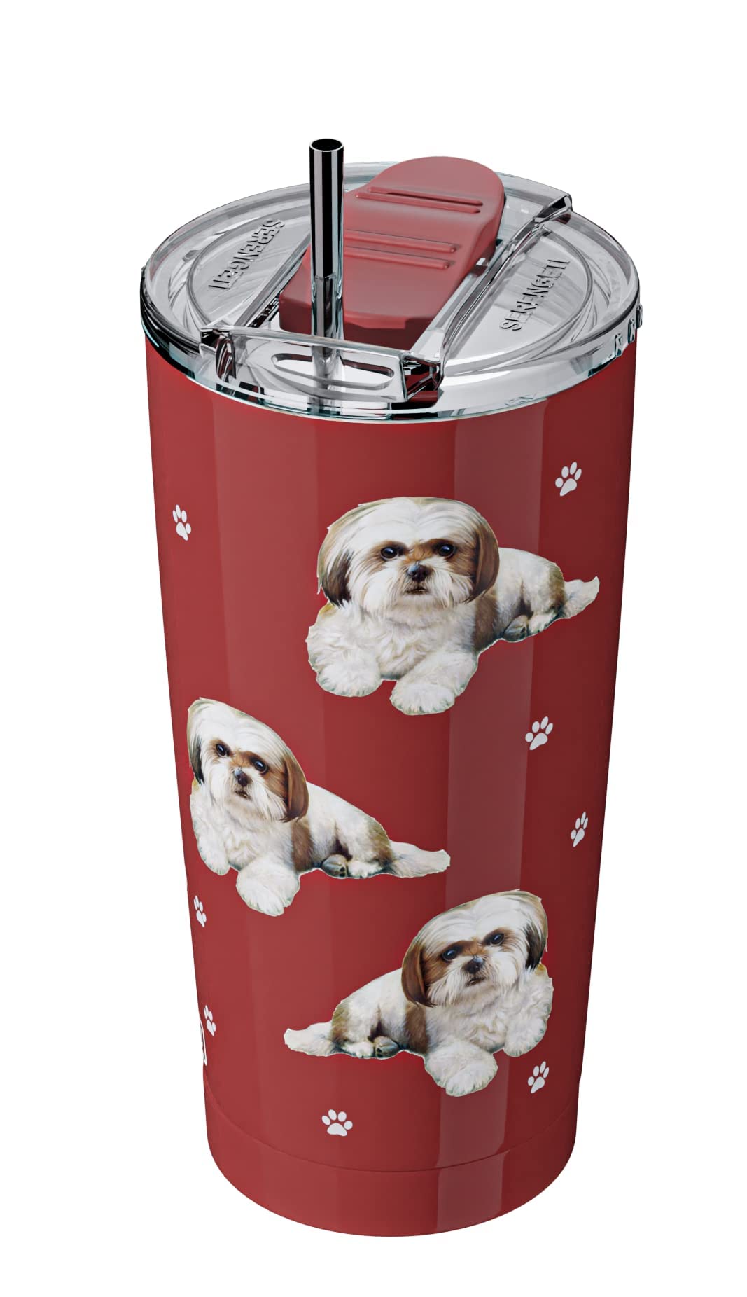 Shih Tzu Serengeti 16 Oz Stainless Steel, Vacuum Insulated Tumbler With Spill Proof Lid - 3D Print - Insulated Travel Mug For Ho