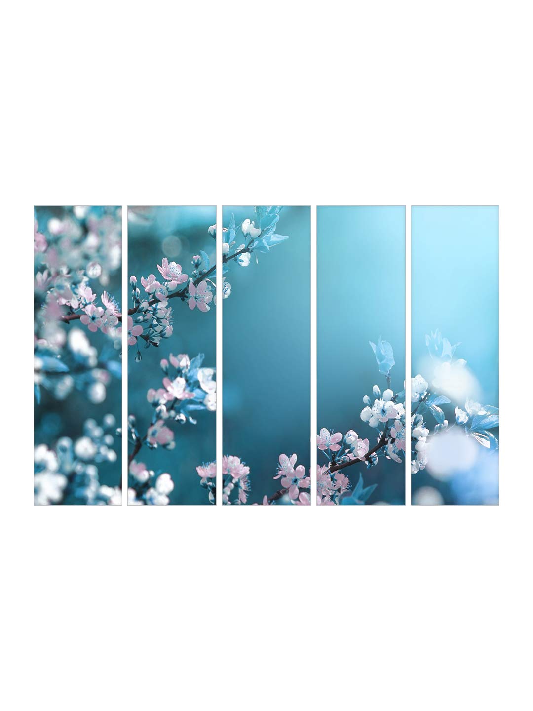 999Store White Flowers Mdf Art Panels (Mdf/Vinay_30X51 Inch_White) 5Frames0410