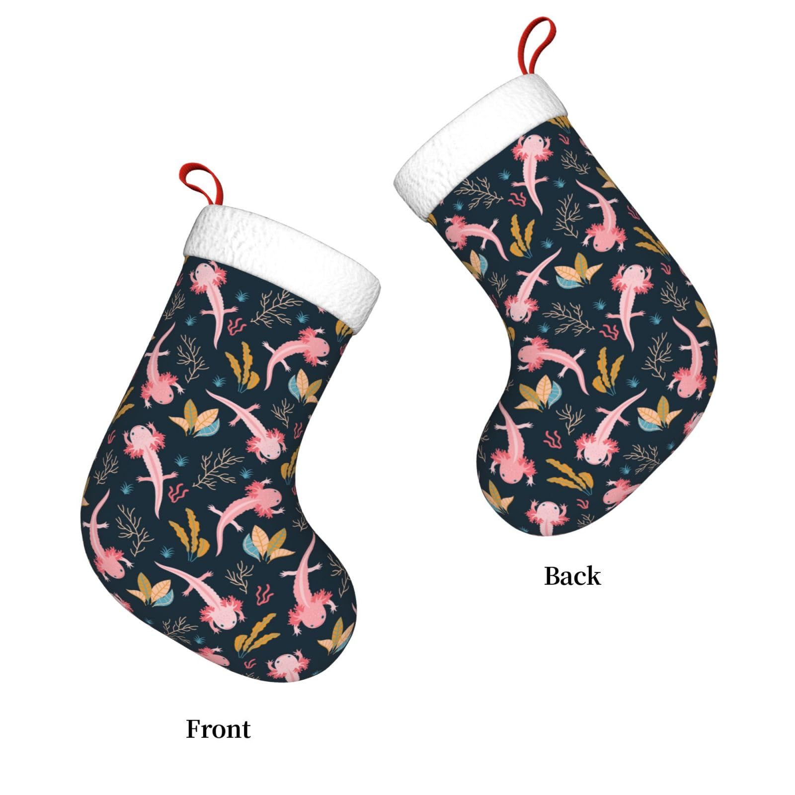 Cute Axolotl Christmas Stockings Hanging Decoration Stockings 17.7 Inch Xmas Stockings for Fireplace Family Party Holiday Decor