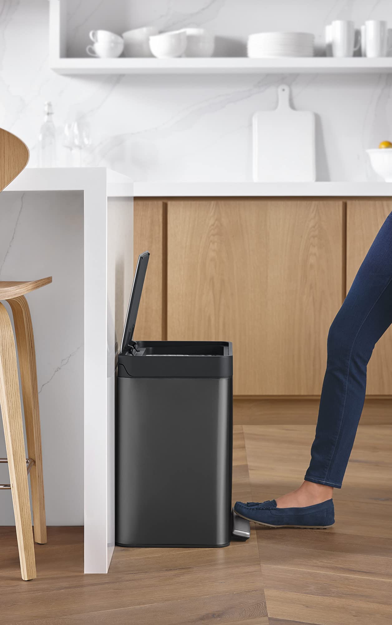 Kohler K-20942-Bst 8-Gallon Compact Black Stainless Step Trash Can, Black Stainless,Black Stainless Steel