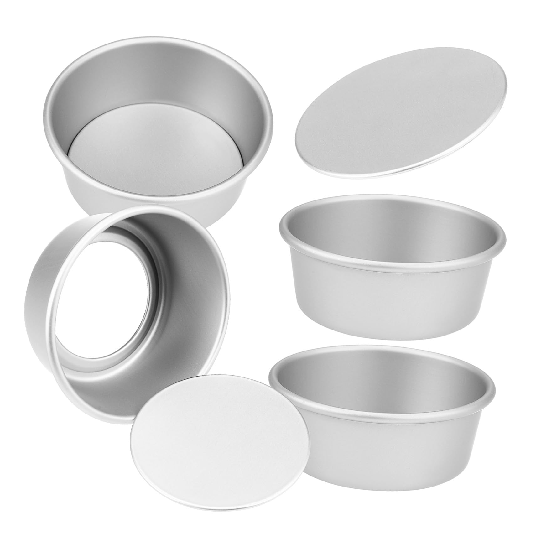 ULTECHNOVO 4Pcs Small Cake Pans with Removable Bottom Aluminum Alloy Round Baking Molds for Cheesecakes Tarts and Sponge Cakes D