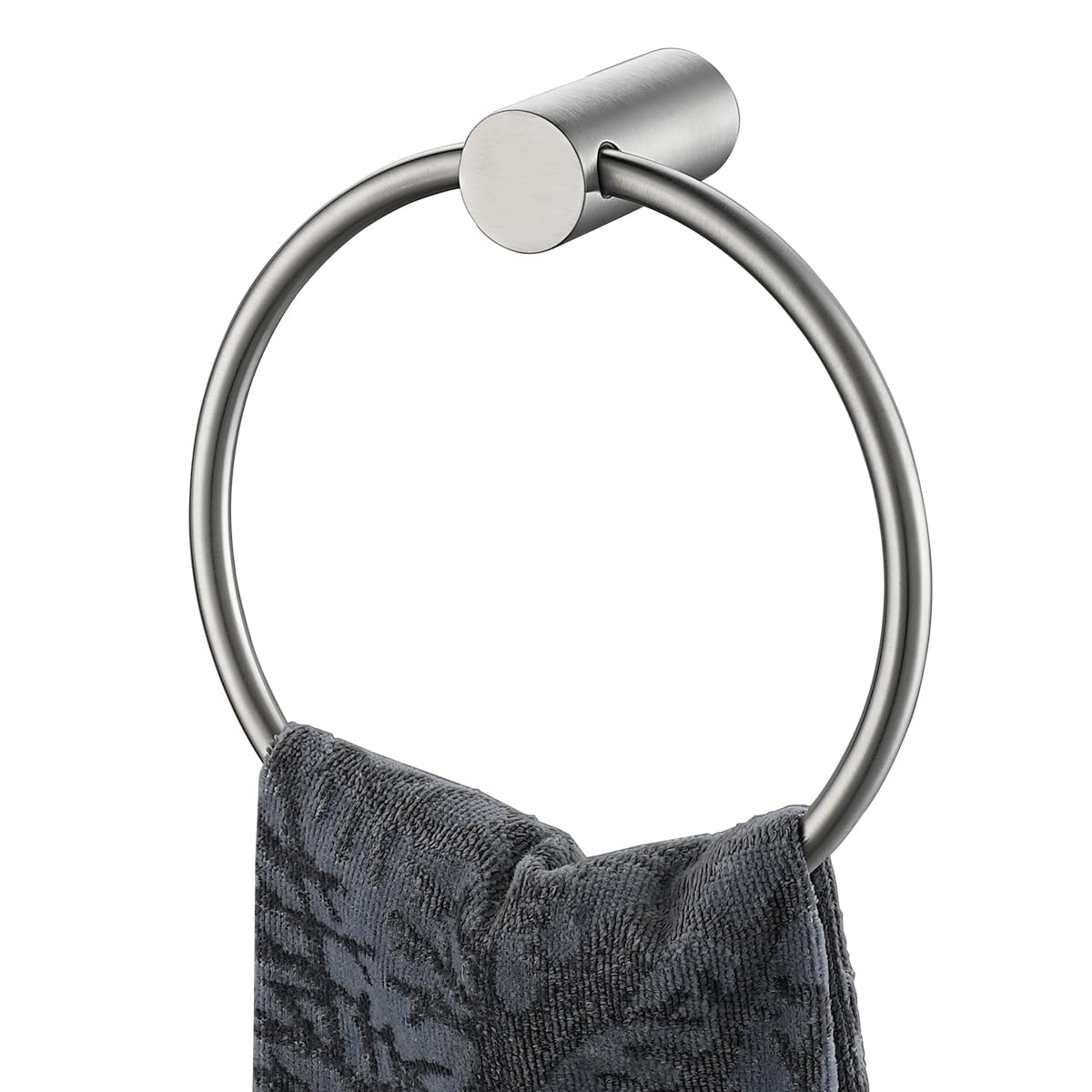 JQK Towel Ring Brushed Steel, 304 Stainless Steel Hand Towel Holder for Bathroom Wall Mount, TR630-BN