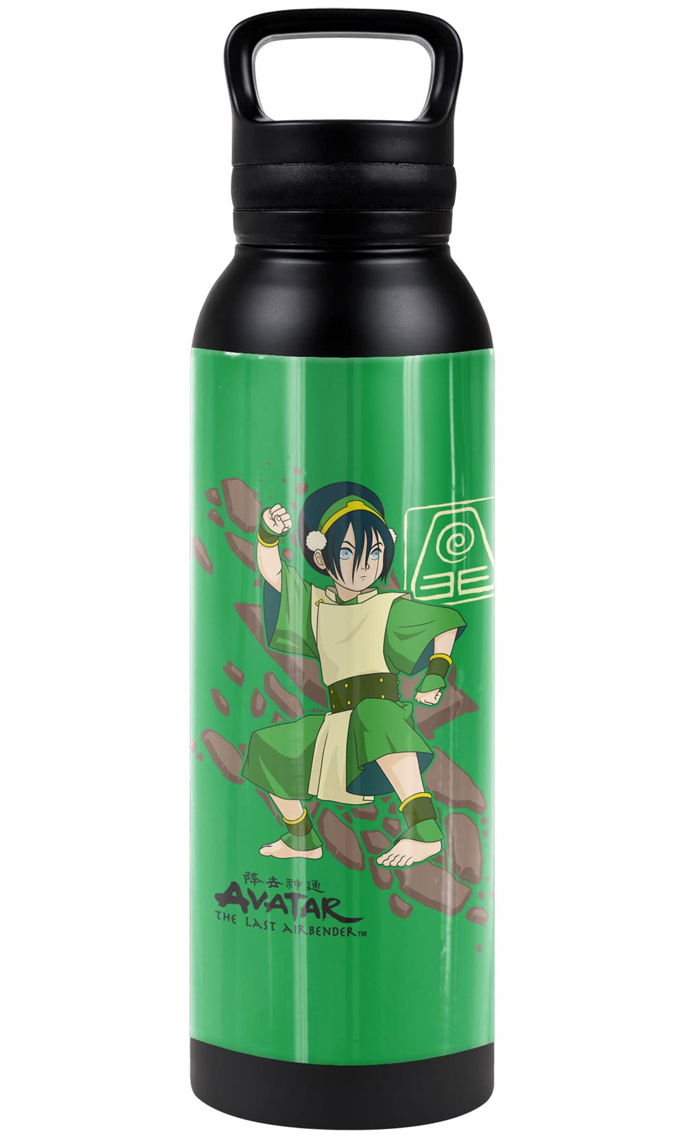 Avatar The Last Airbender Official Toph Rock Slide 24 Oz Insulated Canteen Water Bottle, Leak Resistant, Vacuum Insulated Stainl