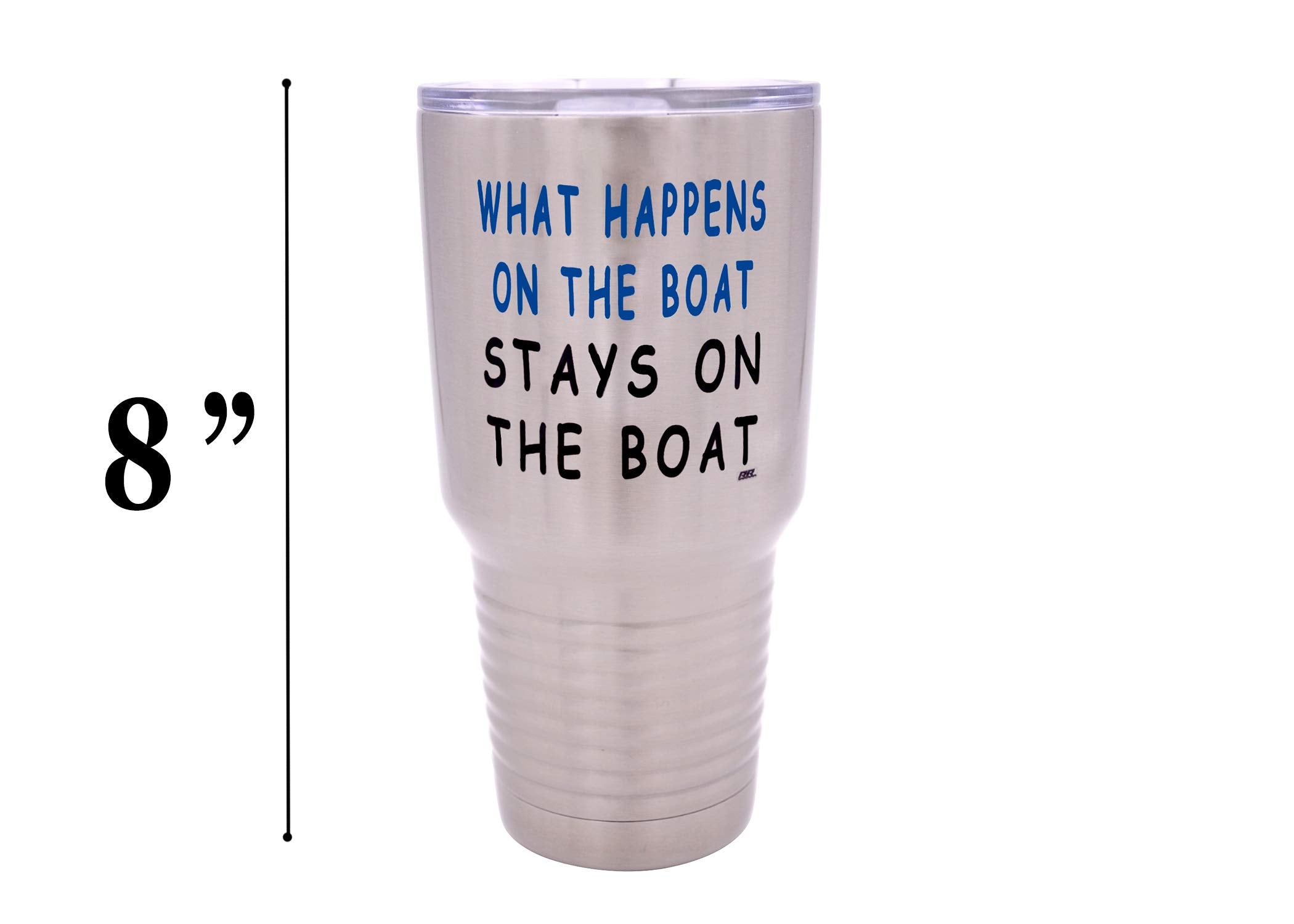 Rogue River Tactical Large Funny Fishing 30 Ounce Travel Tumbler Mug Cup W/Lid What Happens On The Boat Stays On The Boat Fishin