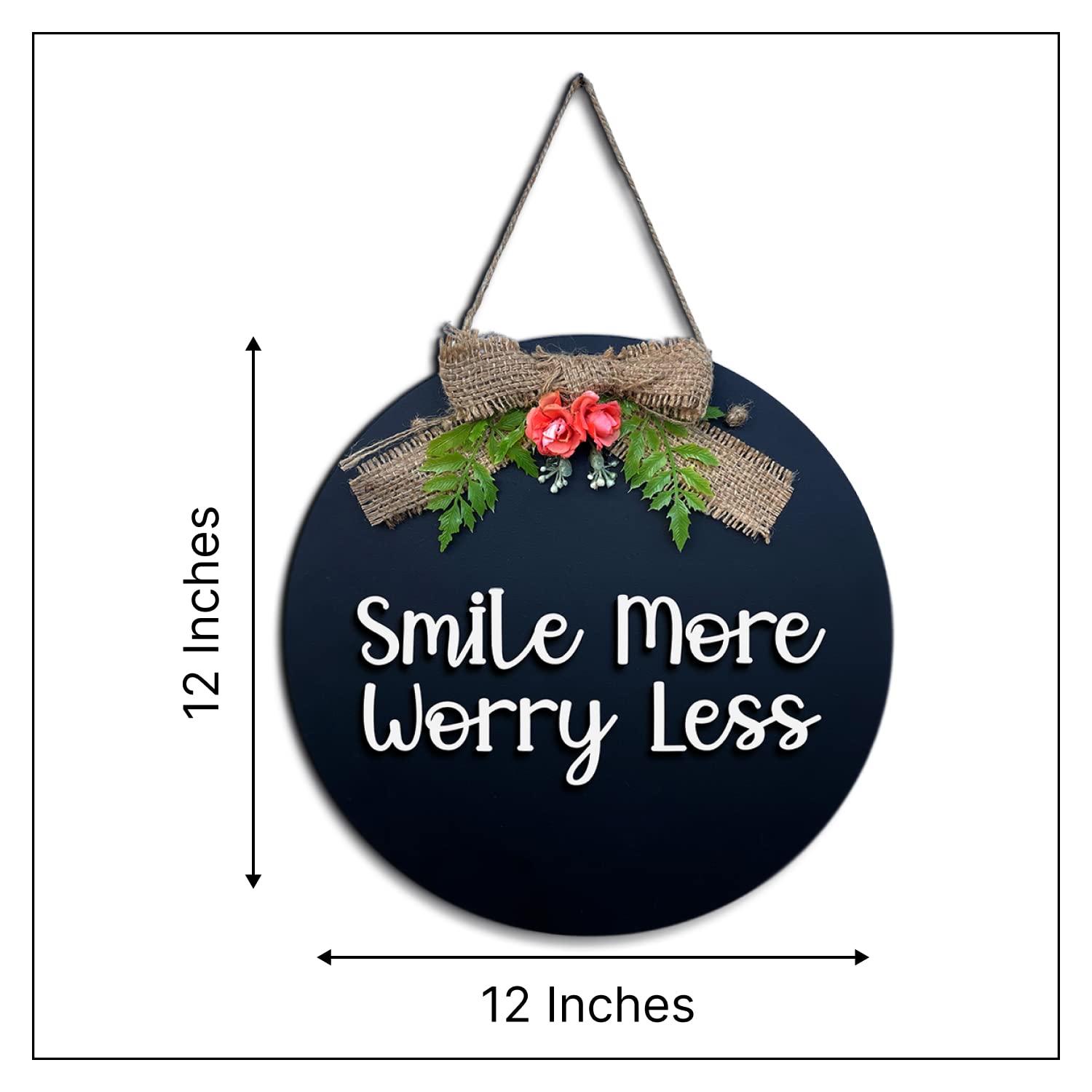 Chalk My Theme Smile More Worry Less Wooden Written Wall Hangings For Home Decoration And Gift