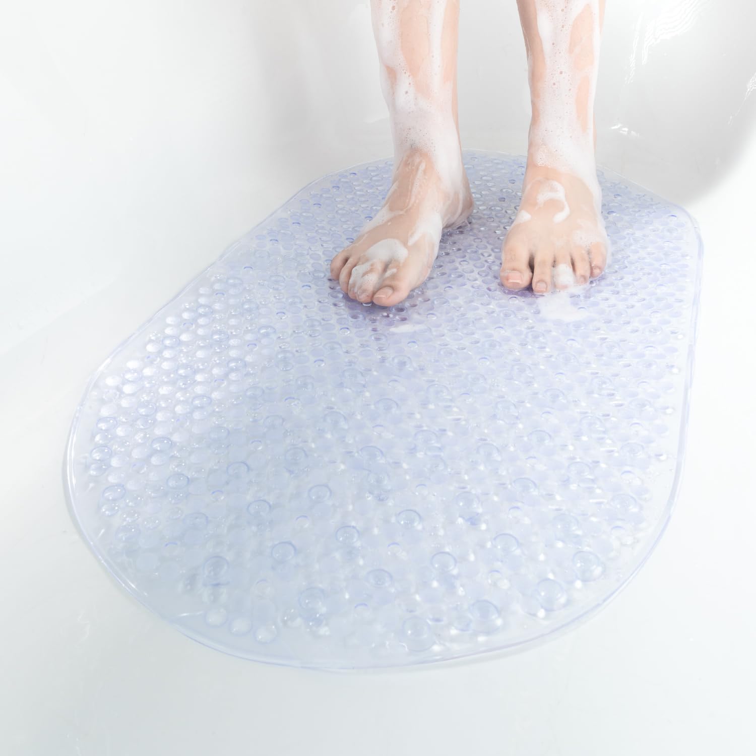 Hitslam Oval Bathtub Mat Non Slip, 27X15 Inch Bubble Bath Tub Mat For Bathroom, Machine Washable Shower Mat With Suction Cups An
