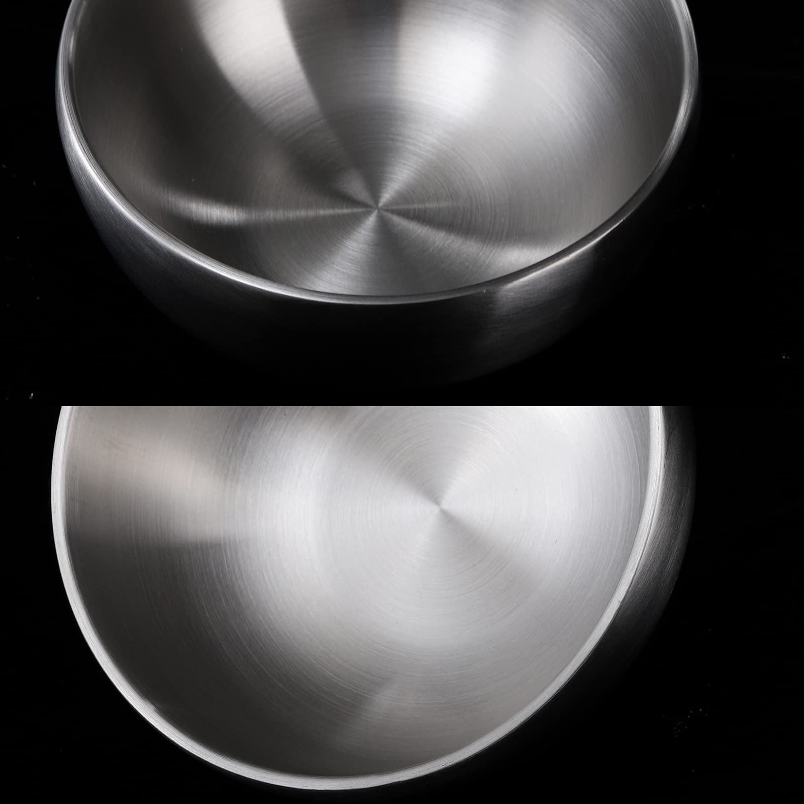 Youeon 3 Pack 25 Oz Sus304 Brushed Stainless Steel Bowls, Double Wall Insulated Bowl, Stainless Steel Soup Bowls, Metal Mixing B