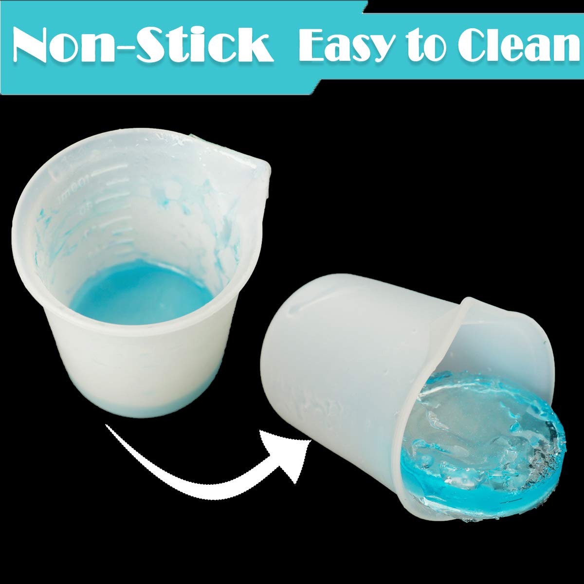 10 Pcs 100Ml Silicone Measuring Cups For Resin Non-Stick Mixing Cups Glue Tools, Precise Scale Toning Cups For Resin Diy Craft J