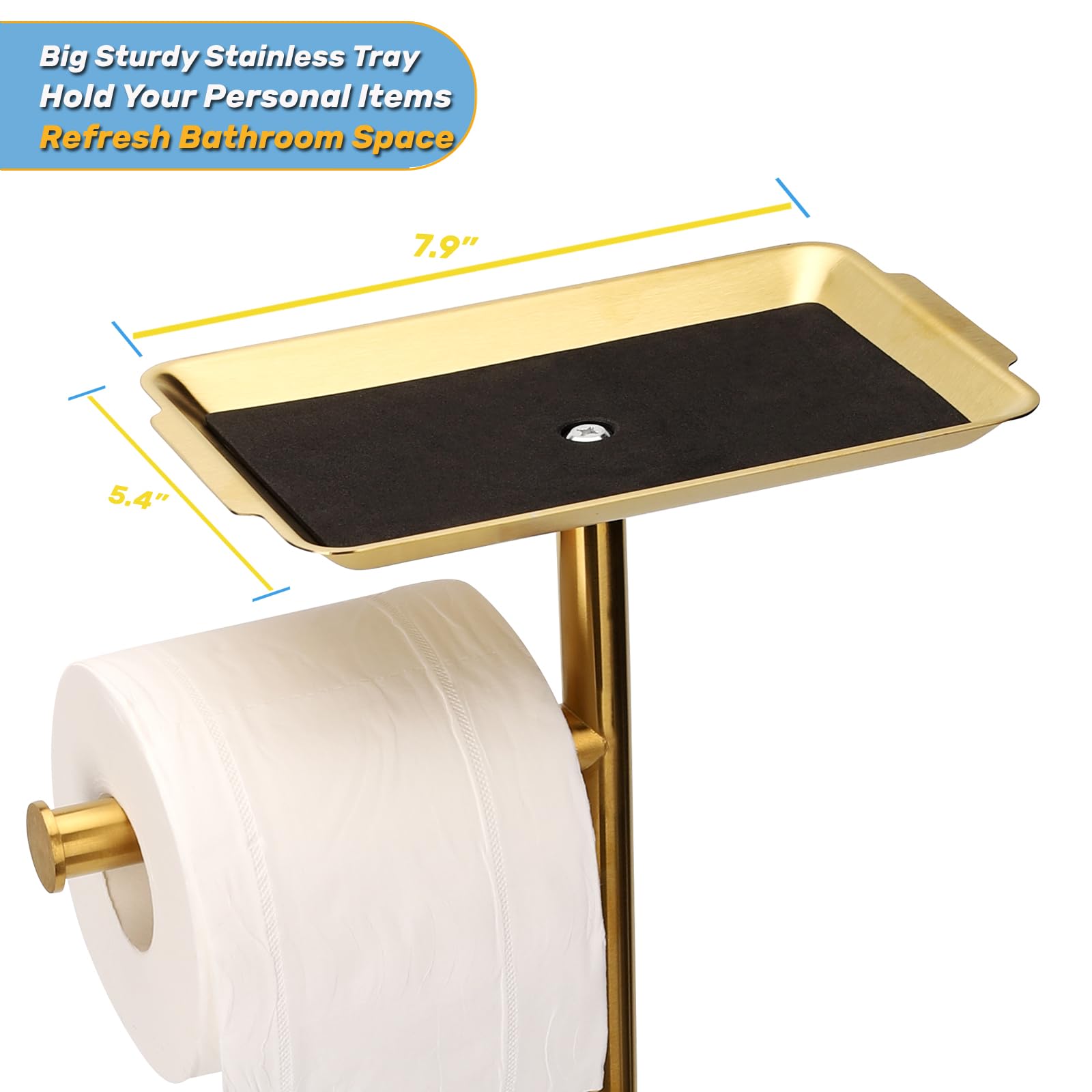 Exilon Toilet Paper Holder Stand For Bathroom Floor Freestanding Toilet Roll Dispenser Storages 4 Reserve Rolls, With Top Storag