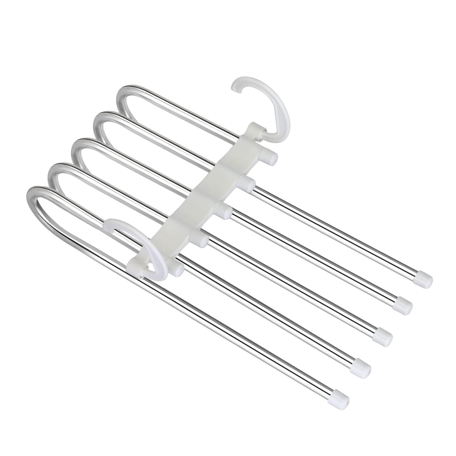 Shop Deals Space Saving 5 Layer Stainless Steel Pant Hanger Foldable Closet Organizer For Trousers Jeans Scarf Wardrobe Clothes 