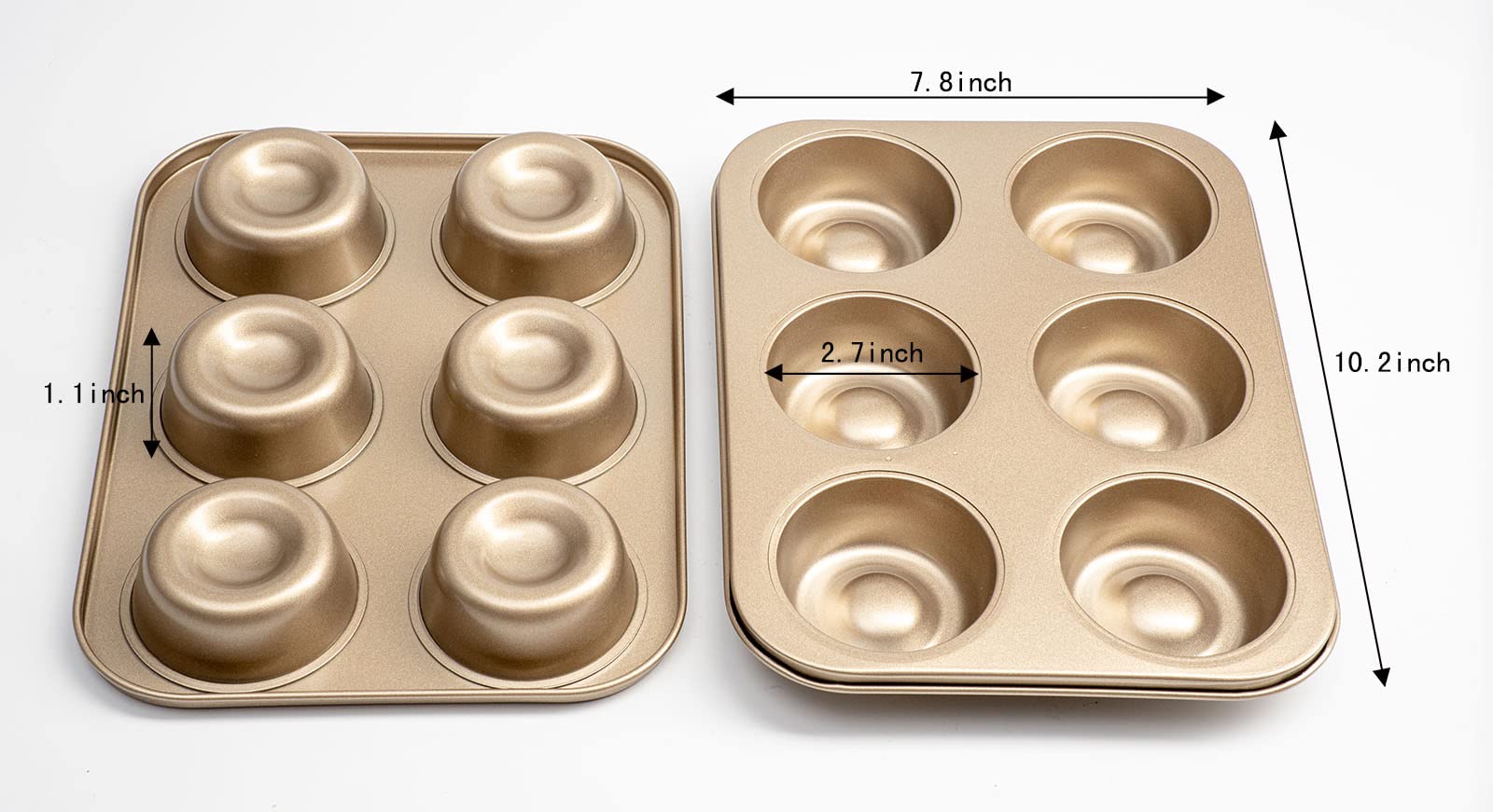Yomvzake Brownie Bowl Pan 2 Pack, 6 Cavity Mini Round Cake Pan Cantinflas Cake Mold 3 Inch Shortcake Pan Tea Cake Pan Small Lava