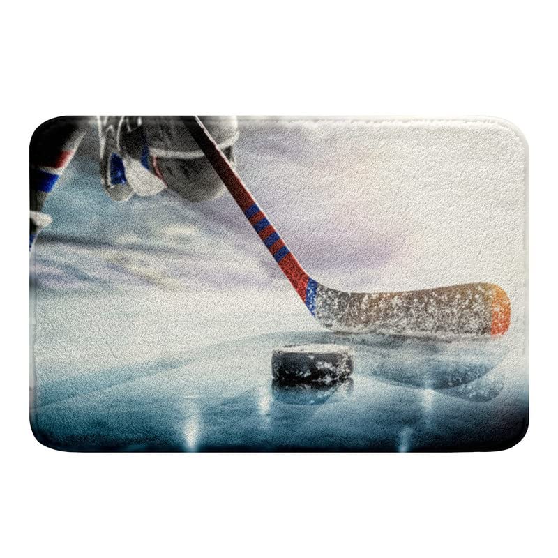 Feelyou Ice Hockey Bathroom Rugs Ice Sports Games Kids Bath Rugs For Shower Tub For Boys Girls Puck Hockey Bath Mats For Bathroo