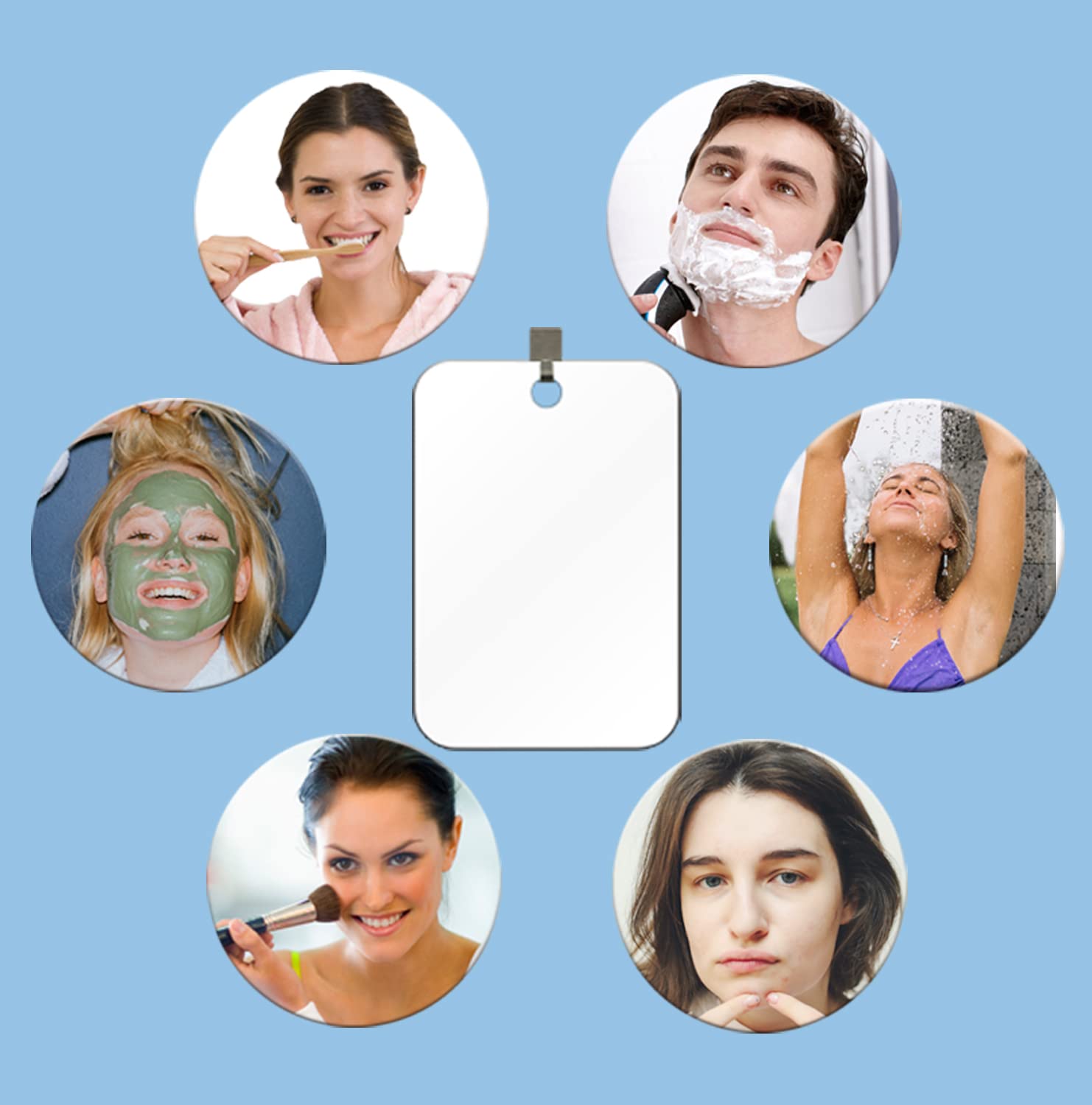 DFLLLO Large Fogless Shower Mirror  Anti-Fog Shower Mirror (12X7.48 )  Fog-Free Travel Shave Mirror  Shatterproof Shaving Mirror  Wall Hanging Mirror  Portable Makeup Mirror