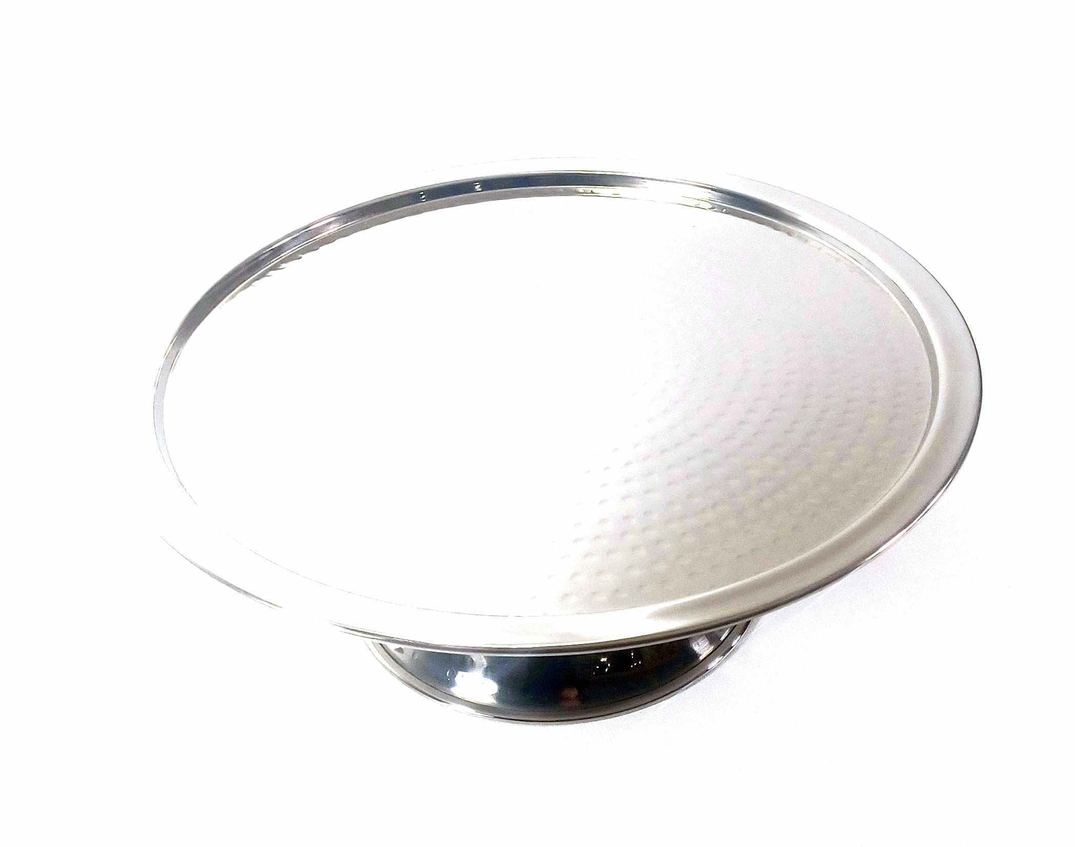 3Scompany Hand Hammered Stainless Steel Cake Plate Shiny Fishish Holds Up To 10 Inch Cake Or Pie Dishwasher Safe. 12'' Round X 4