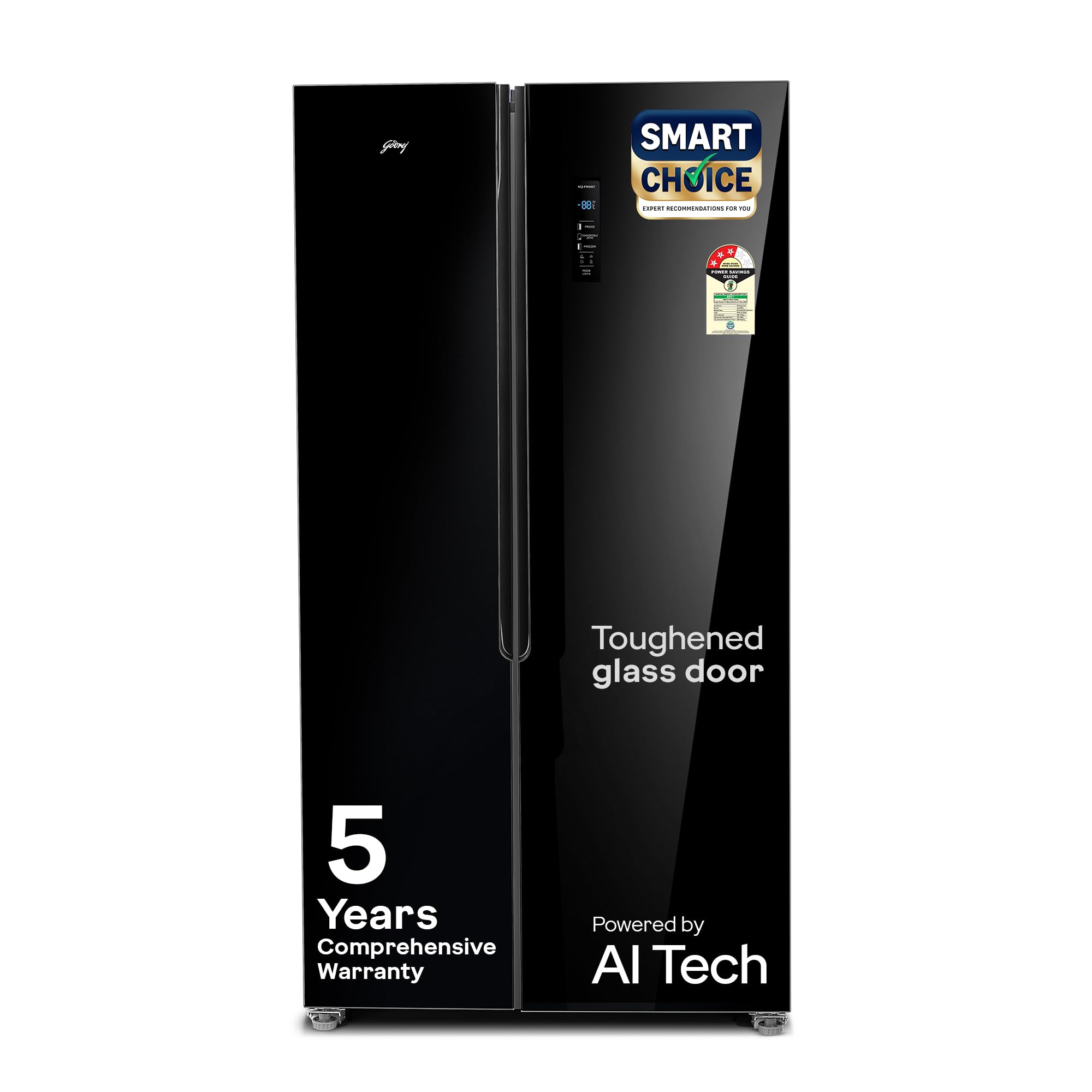 Godrej 600L 3Star 5 Years Comprehensive Warranty | Smart Convertible Zones | Toughened Glass Door | Frost Free Inverter Refriger