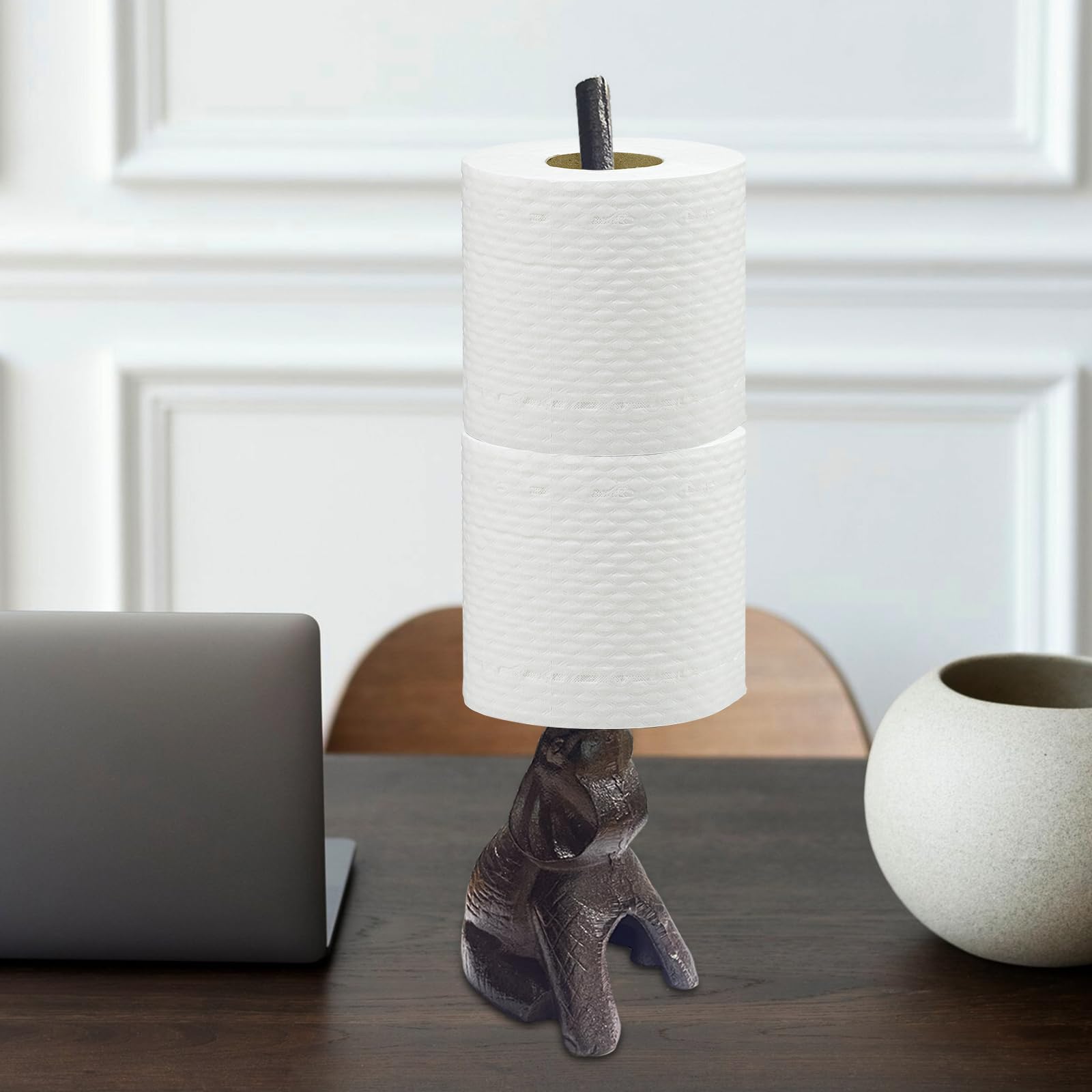 Tsnamay Cast Iron Toilet Tissue Holder,Cat Toilet Paper Holder Decorative Paper Stand For Bathroom Or Kitchen Countertop,Elephan