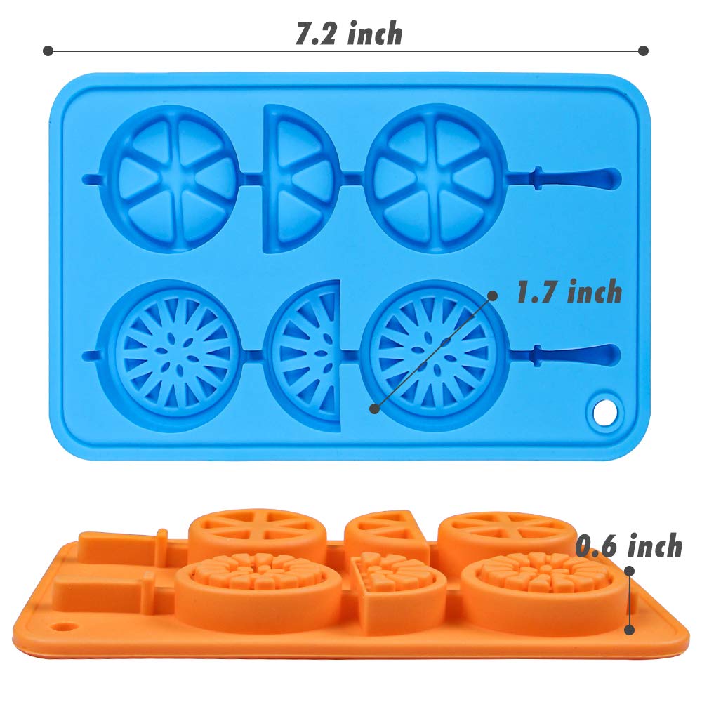 Webake Ice Cube Trays Silicone Fruit Molds, Ice Cube Fruit Popsicle Molds With Reusable Sticks, 2 Pack Giant Lollipop Mold, Frui