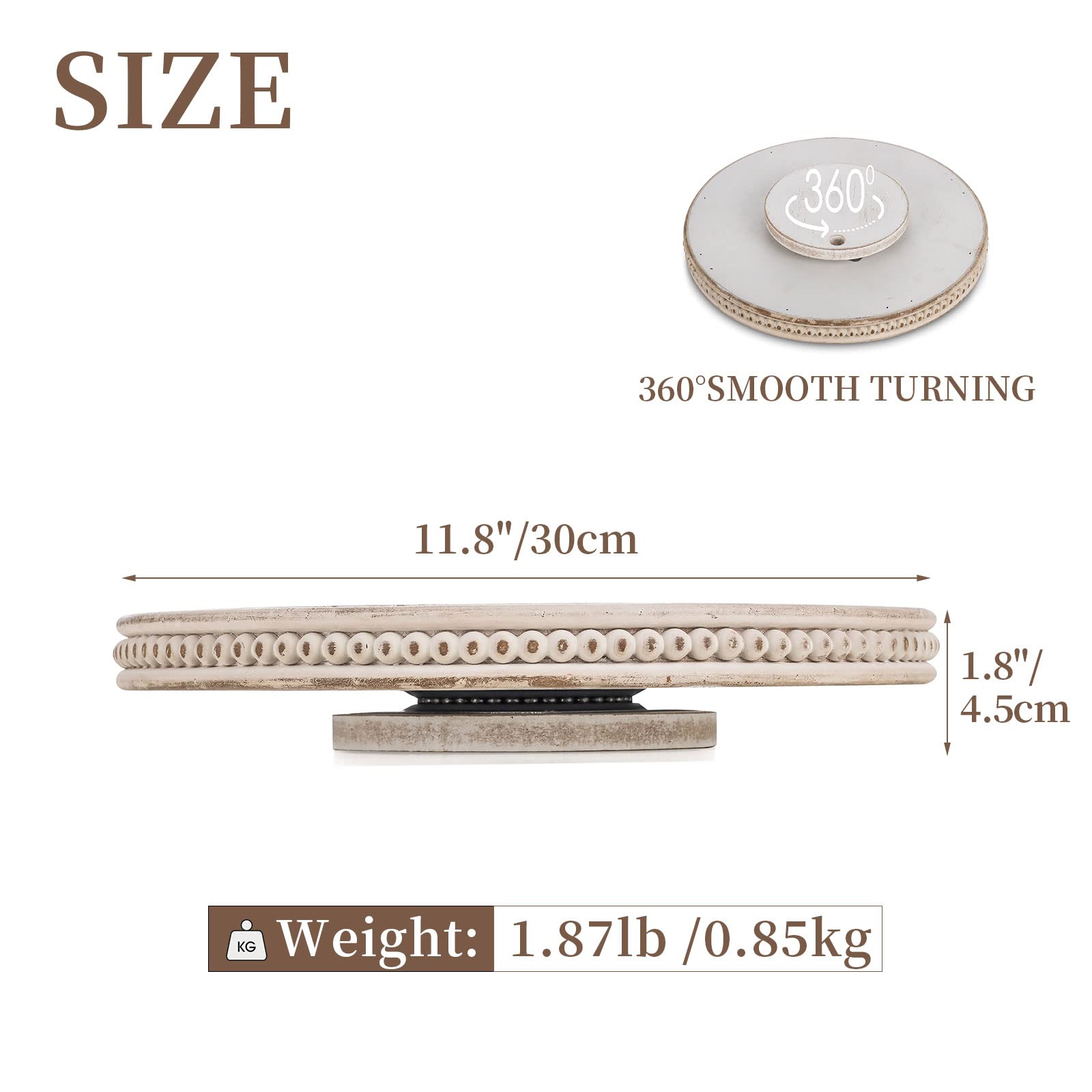 Lazy Susan Organizer Wooden Turntable: Hanobe White Round Wood Trays 12'' For Decorative Kitchen Counter Coffee Table Home Decor