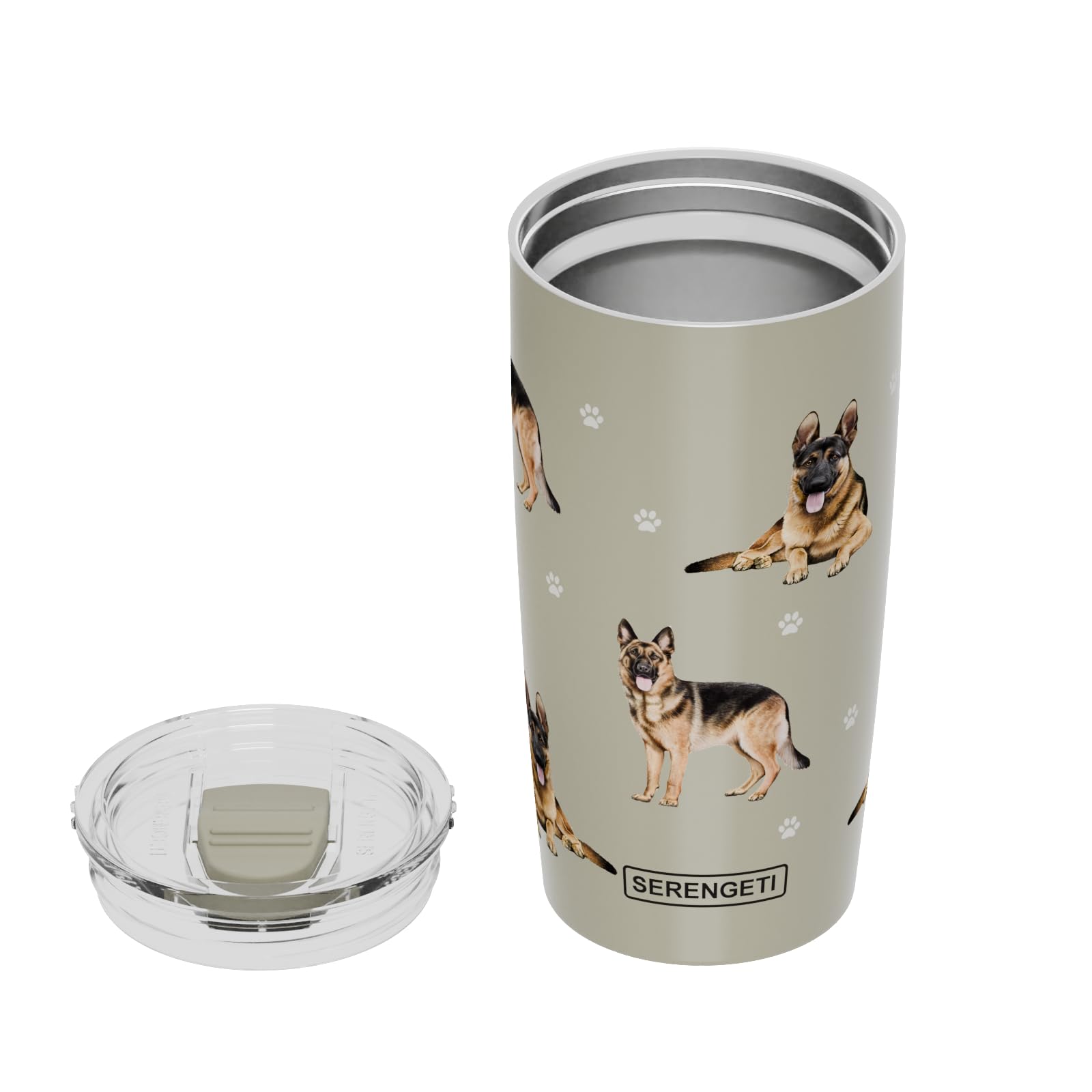 German Shepherd Serengeti 16 Oz Stainless Steel, Vacuum Insulated Tumbler With Spill Proof Lid - 3D Print - Insulated Travel Mug