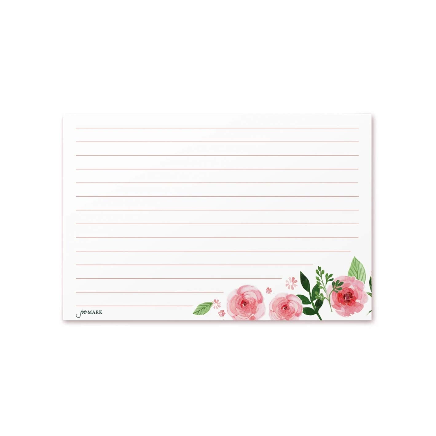 Jot & Mark Floral Recipe Cards - Double Sided Thick Cardstock, 50 Count, 4x6, Pink Peonies