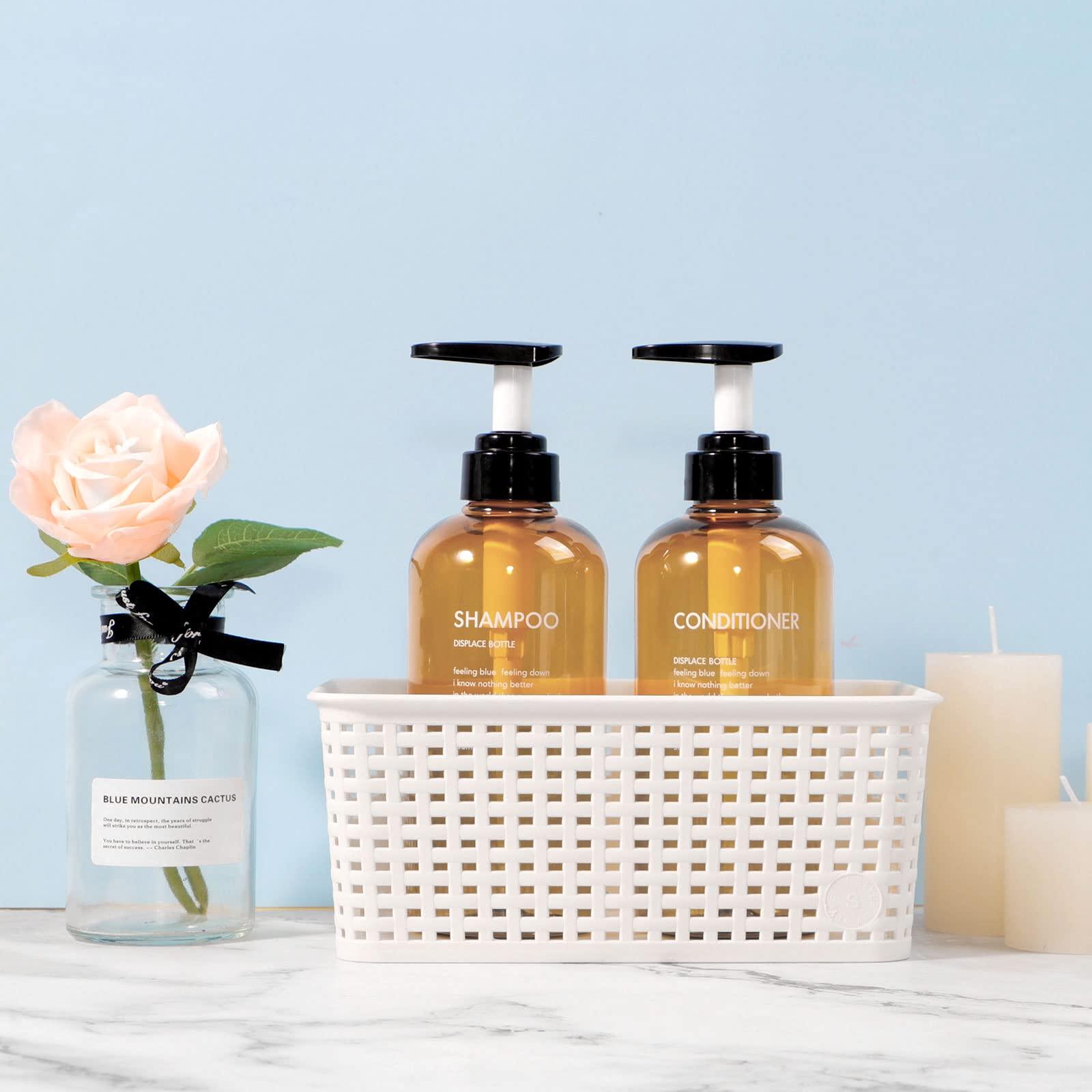 Yeeco Brown Shampoo Bottles Refillable, Shower Dispenser 16.9Oz/500Ml, Shampoo And Conditioner Bottles 3 Packs, Shampoo Dispense