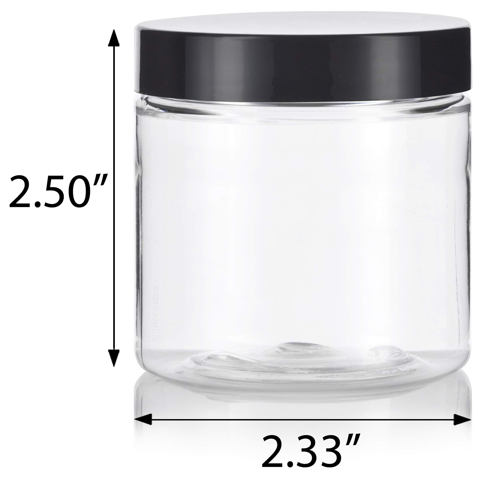 Juvitus 4 Oz Clear Plastic Pet Travel Jar With Black Smooth Lid (6 Pack)