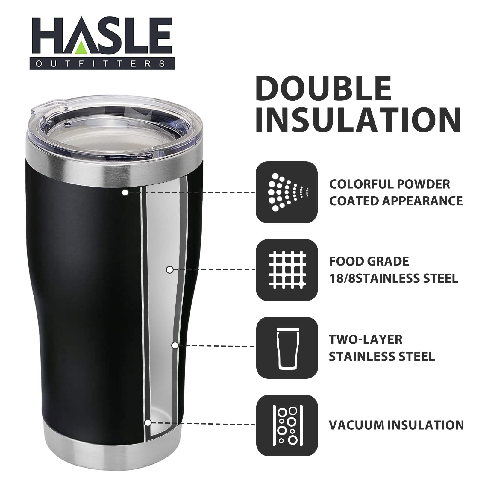 Hasle Outfitters 20 Oz Tumbler Bulk, Stainless Steel Tumblers With Lid, Vacuum Insulated Tumbler, Double Wall Tumbler Cup, Coffe