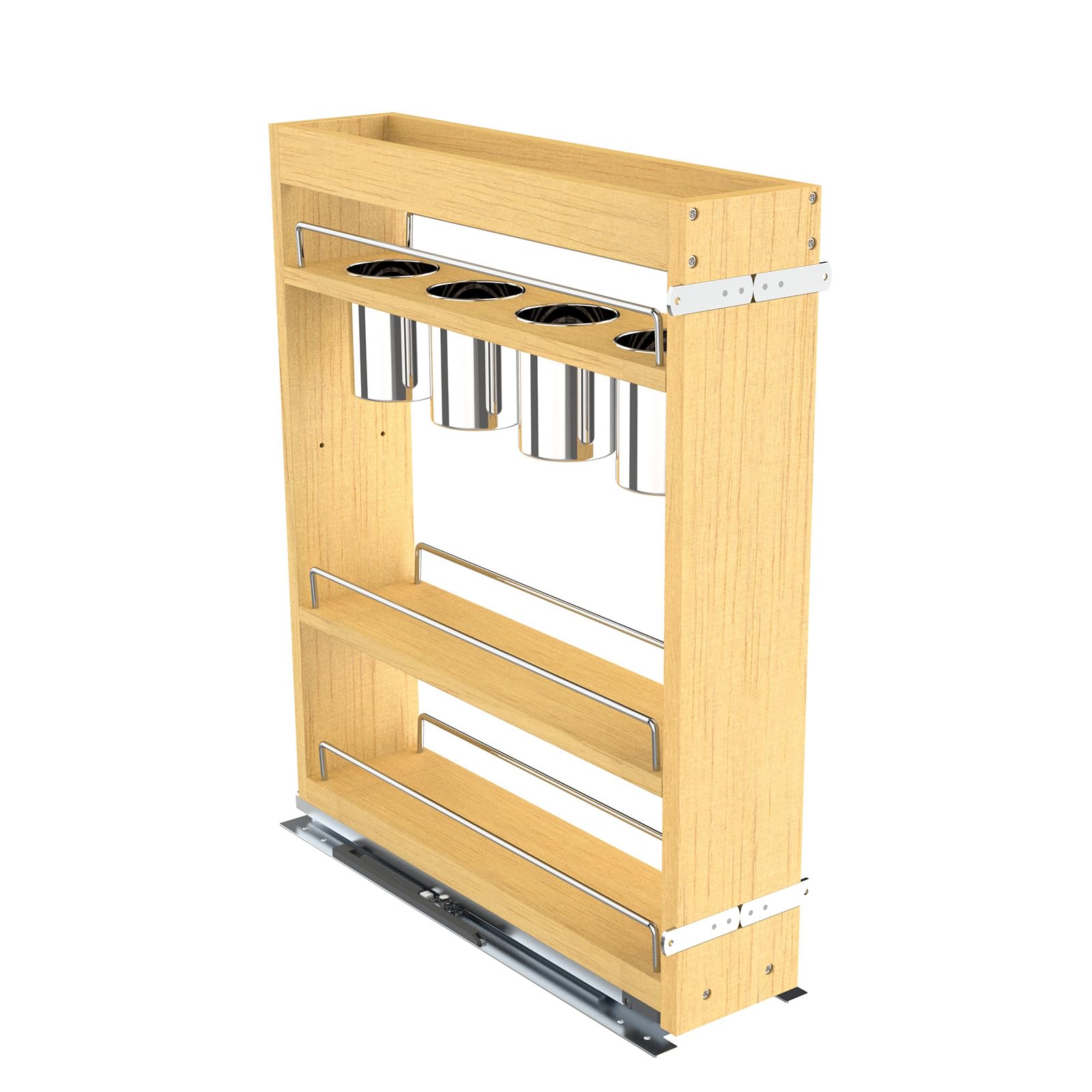 Pull Out Cabinet Organizer 5 SoftClose Wood Pullout Shelf Organizer for Utilities Kitchen and Bathroom Base Cabinets, Slide Ou