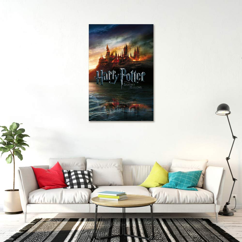 Harry Potter And The Deathly Hallows - Movie Poster (Advance Style - Hogwarts On Fire) (Size: 24 Inches X 36 Inches)